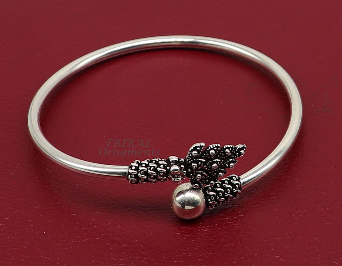 Peacock father design 925 sterling silver exclusive design handmade bangle bracelet kada for girl's women's silver jewelry nsk636 - TRIBAL ORNAMENTS