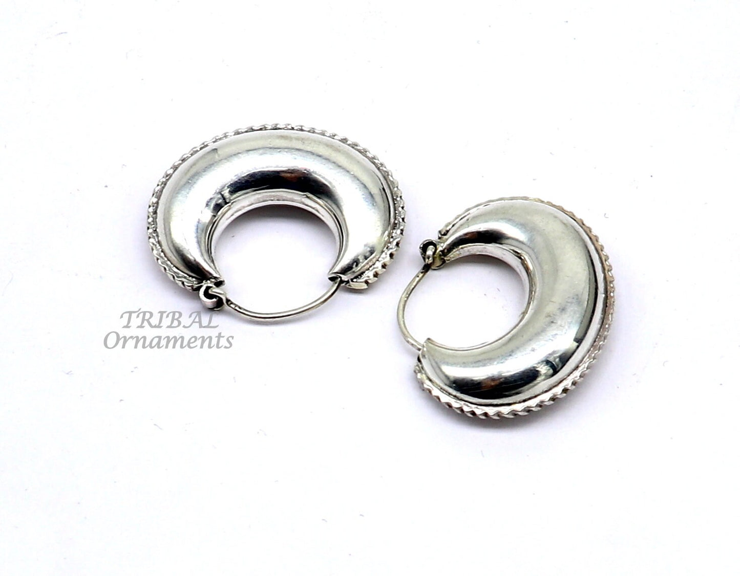 925 sterling silver handmade unique traditional cultural ethnic hoops earring bali for men's or girl's best dancing jewelry s1121 - TRIBAL ORNAMENTS