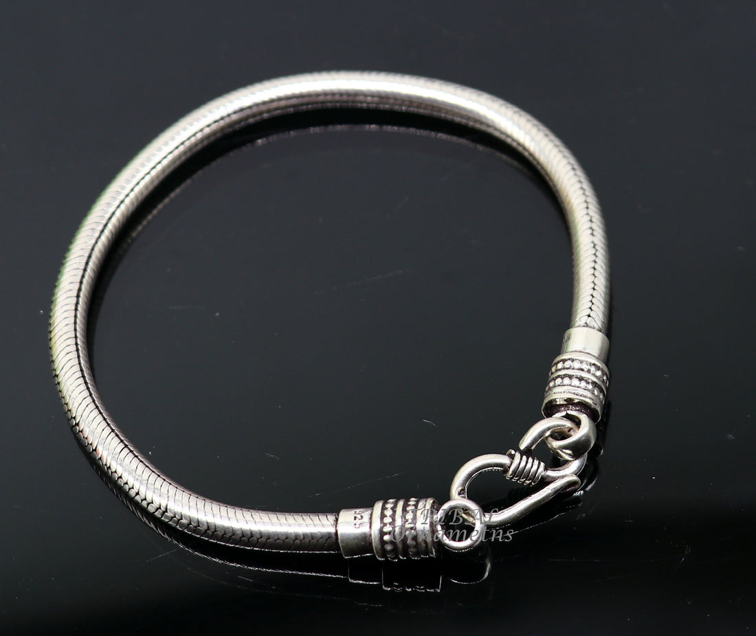 7.5" to 9" Vintage design pure 925 sterling silver handmade amazing snake chain flexible unisex bracelet jewelry from Rajasthan india sbr446 - TRIBAL ORNAMENTS