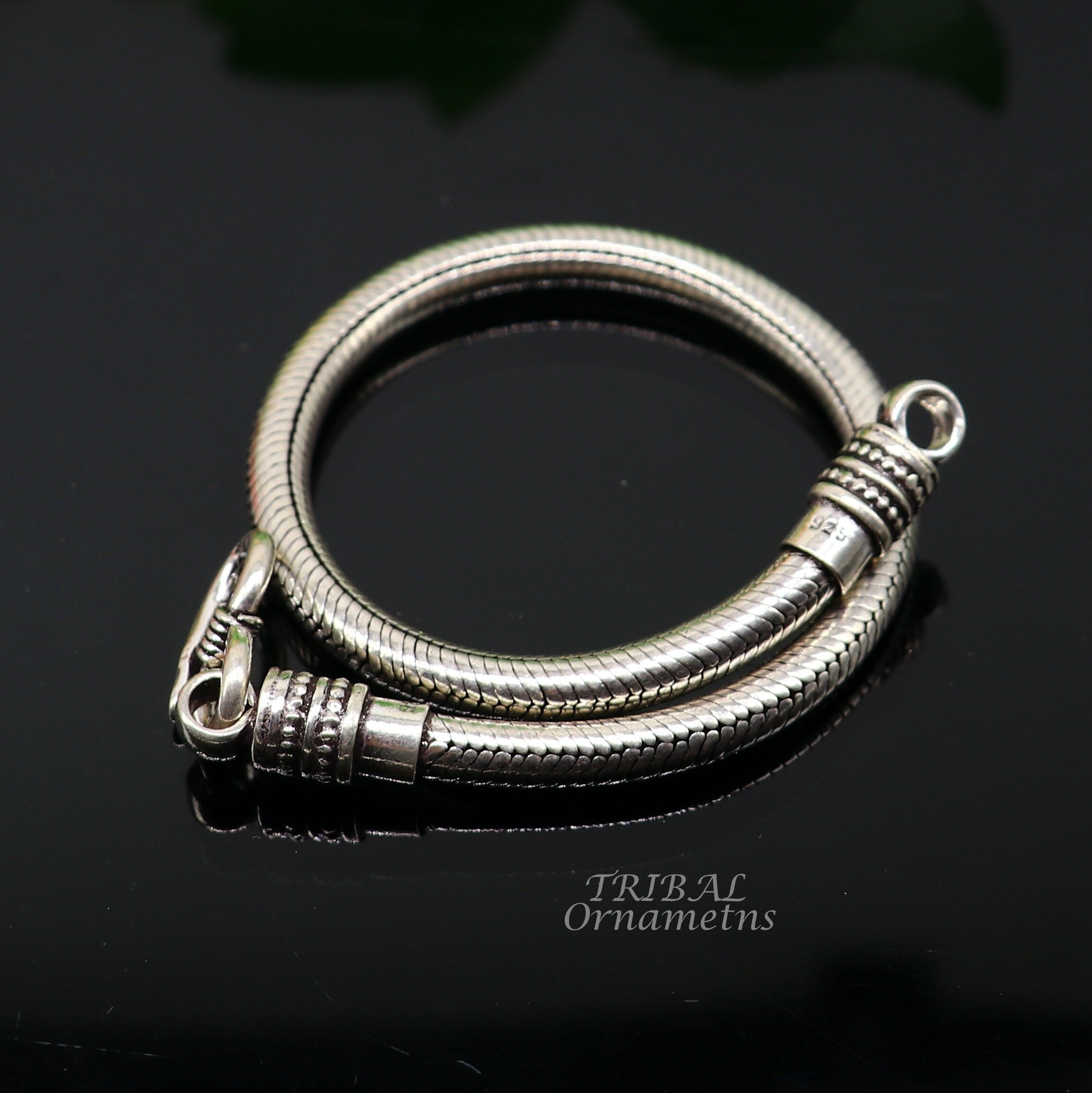 Handmade Indian Round Snake Bracelet 4mm 5mm  Sup Silver  Sup Silver