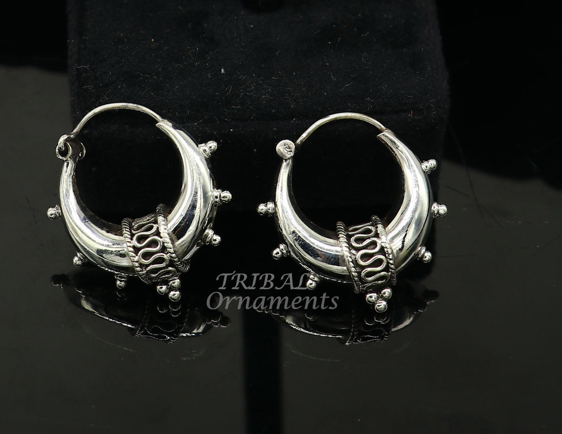 925 sterling silver handmade unique traditional cultural ethnic hoops earring bali for men's or girl's best dancing jewelry s1124 - TRIBAL ORNAMENTS