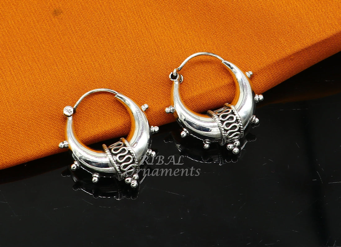 925 sterling silver handmade unique traditional cultural ethnic hoops earring bali for men's or girl's best dancing jewelry s1124 - TRIBAL ORNAMENTS