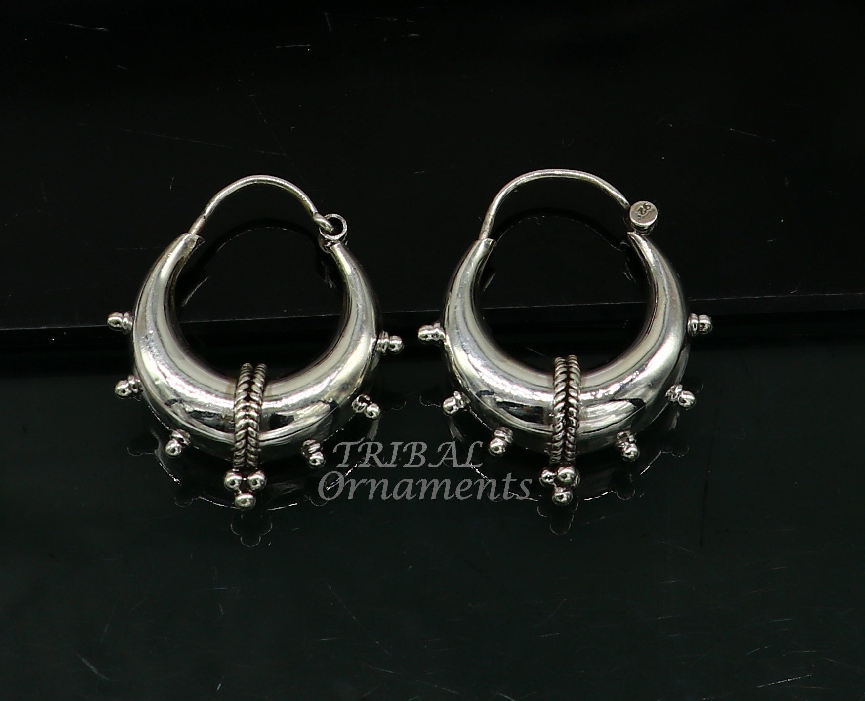 Vintage style 925 sterling silver handmade unique traditional cultural ethnic hoops earring bali for men's/girl's best dancing jewelry s1125 - TRIBAL ORNAMENTS
