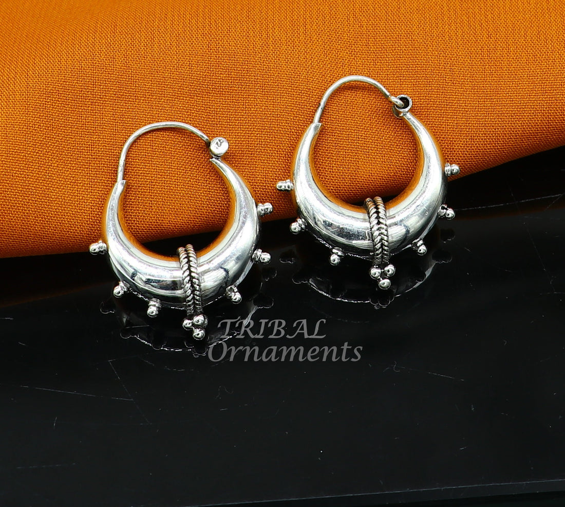 Vintage style 925 sterling silver handmade unique traditional cultural ethnic hoops earring bali for men's/girl's best dancing jewelry s1125 - TRIBAL ORNAMENTS
