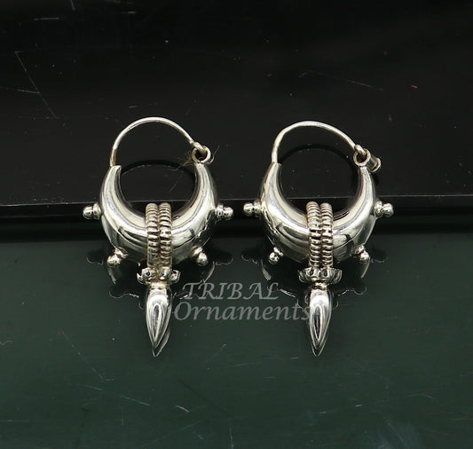 Vintage style 925 sterling silver handmade unique traditional cultural ethnic hoops earring bali for men's/girl's best dancing jewelry s1126 - TRIBAL ORNAMENTS