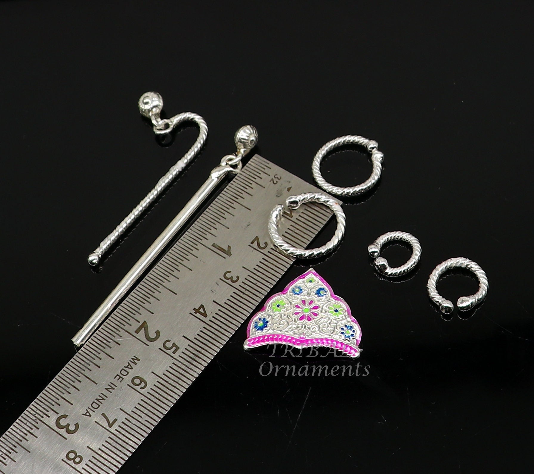 925 sterling silver handmade lord krishna laddu gopala jewelry set, bracelet, anklets, flute, mukut, best baby krishna jewlery su1005 - TRIBAL ORNAMENTS