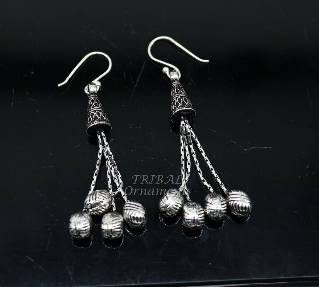 925 sterling silver handmade fabulous hoops earring with gorgeous hanging drops, customized large earring personalized gift s1142 - TRIBAL ORNAMENTS