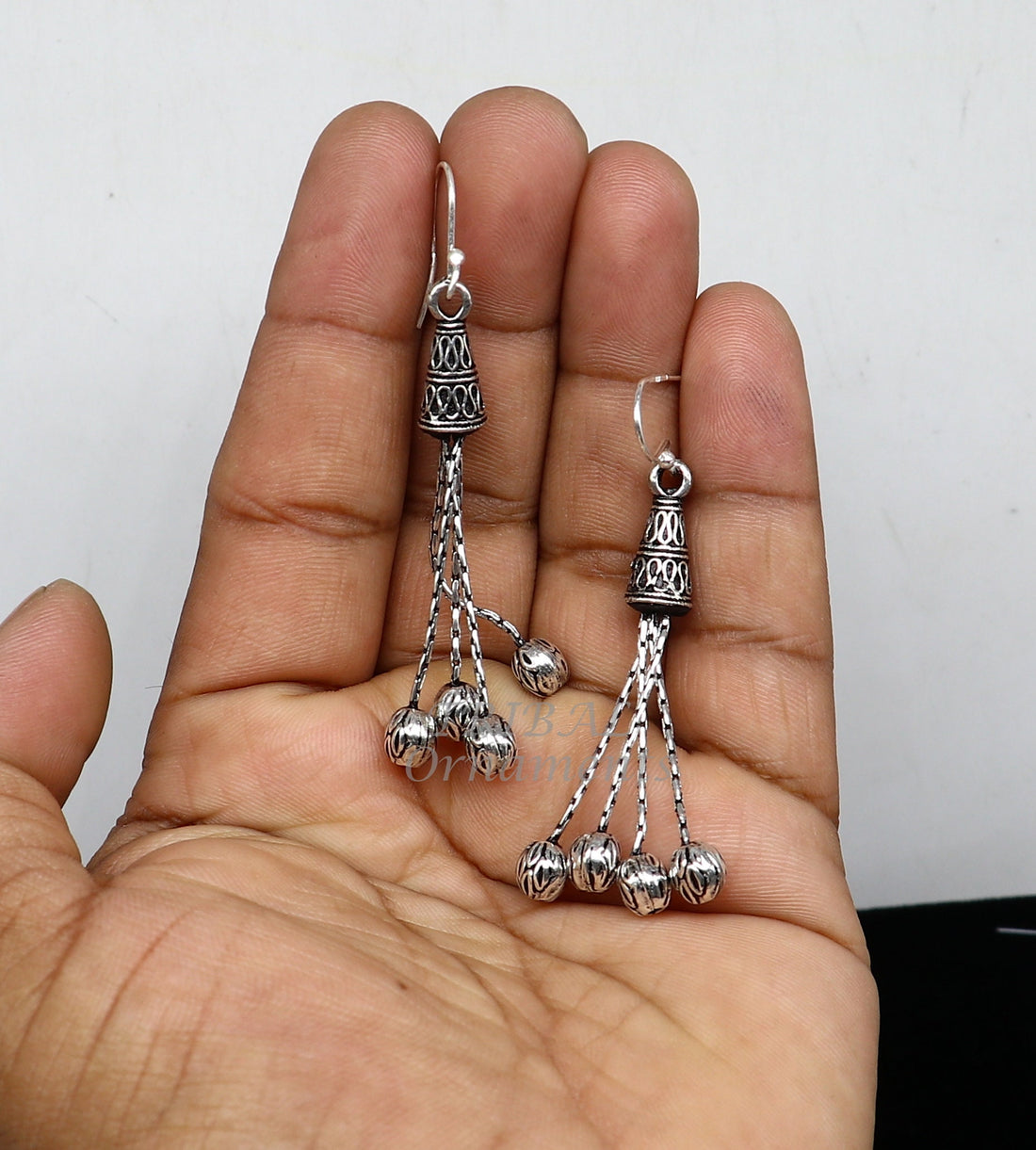 Exclusive 925 sterling silver handmade fabulous Drop dangling hoops earring, trendy stylish long earring personalized wedding gift s1143 - TRIBAL ORNAMENTS