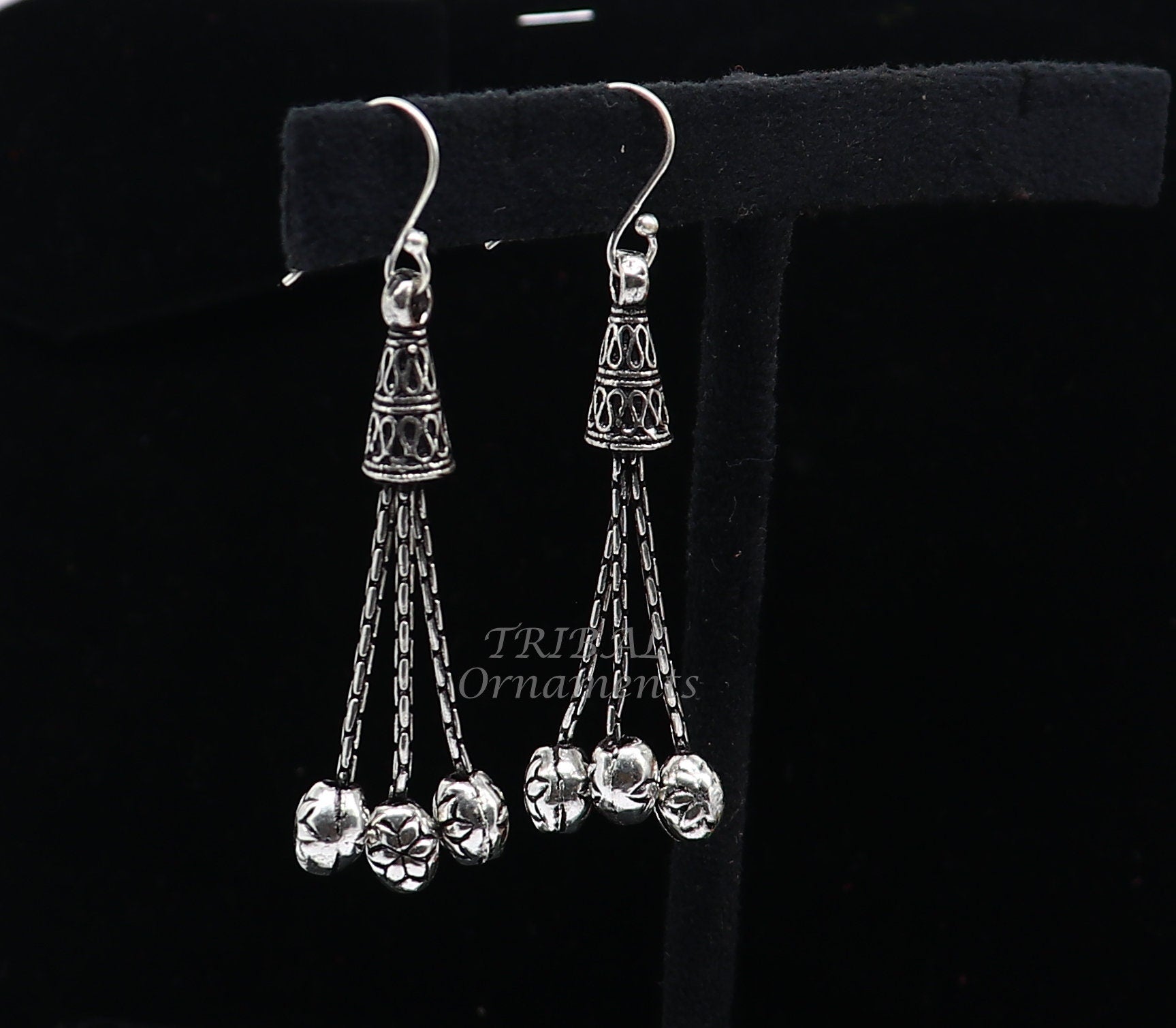 Exclusive 925 sterling silver handmade fabulous Drop dangling hoops earring, trendy stylish long earring personalized wedding gift s1144 - TRIBAL ORNAMENTS