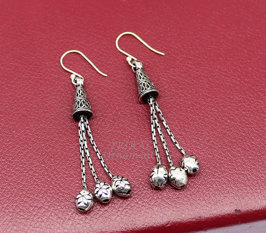 Exclusive 925 sterling silver handmade fabulous Drop dangling hoops earring, trendy stylish long earring personalized wedding gift s1144 - TRIBAL ORNAMENTS