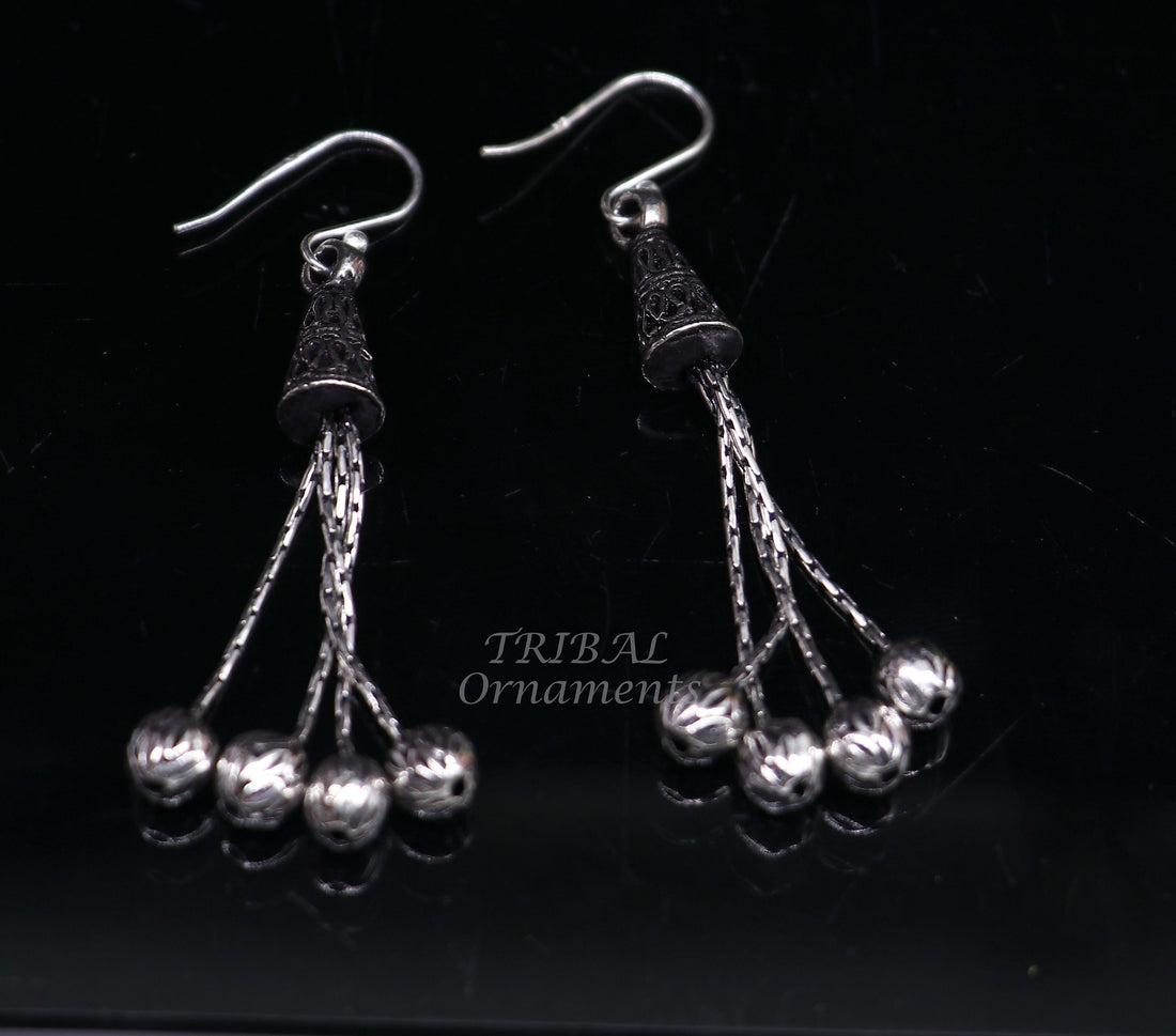 Exclusive 925 sterling silver handmade fabulous Drop dangling hoops earring, trendy stylish long earring personalized wedding gift s1144 - TRIBAL ORNAMENTS