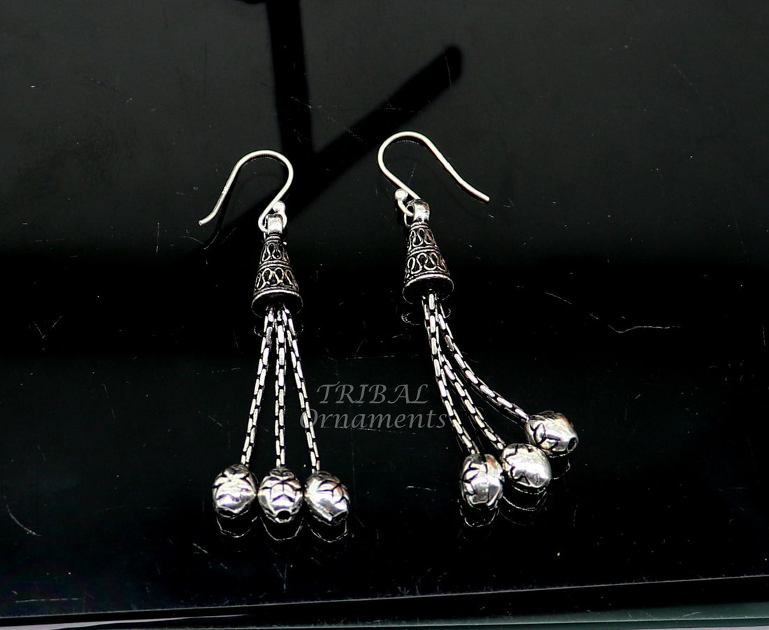 Exclusive 925 sterling silver handmade fabulous Drop dangling hoops earring, trendy stylish long earring personalized wedding gift s1144 - TRIBAL ORNAMENTS