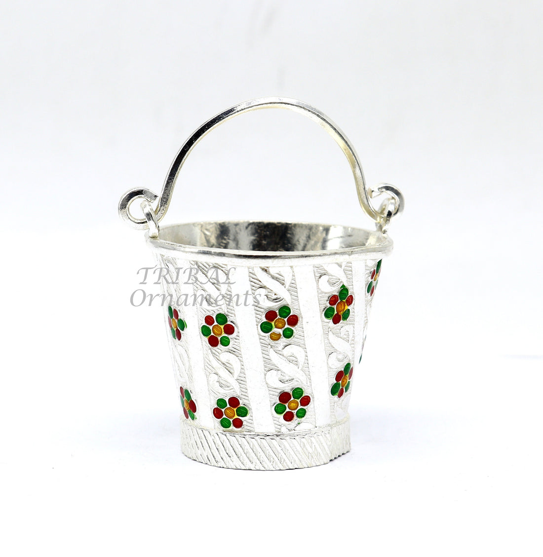 925 sterling silver new trendy Holi special Laddu Gopala colorful water Pichkari and Bucket best gift to Lord Krishna accessories su1012 - TRIBAL ORNAMENTS