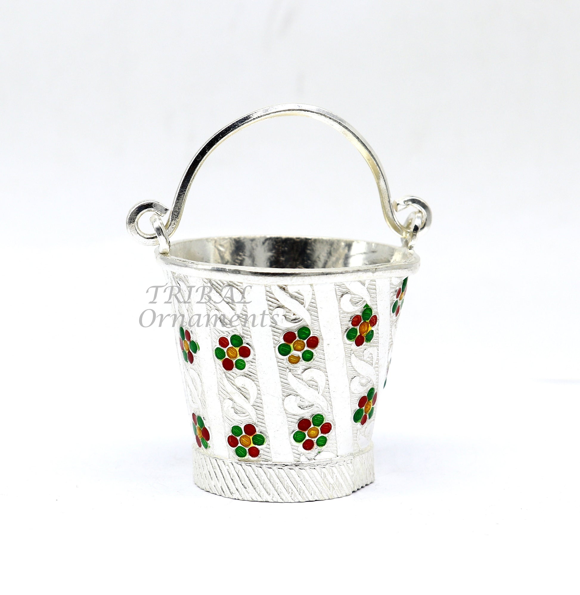 925 sterling silver new trendy Holi special Laddu Gopala colorful water Pichkari and Bucket best gift to Lord Krishna accessories su1012 - TRIBAL ORNAMENTS