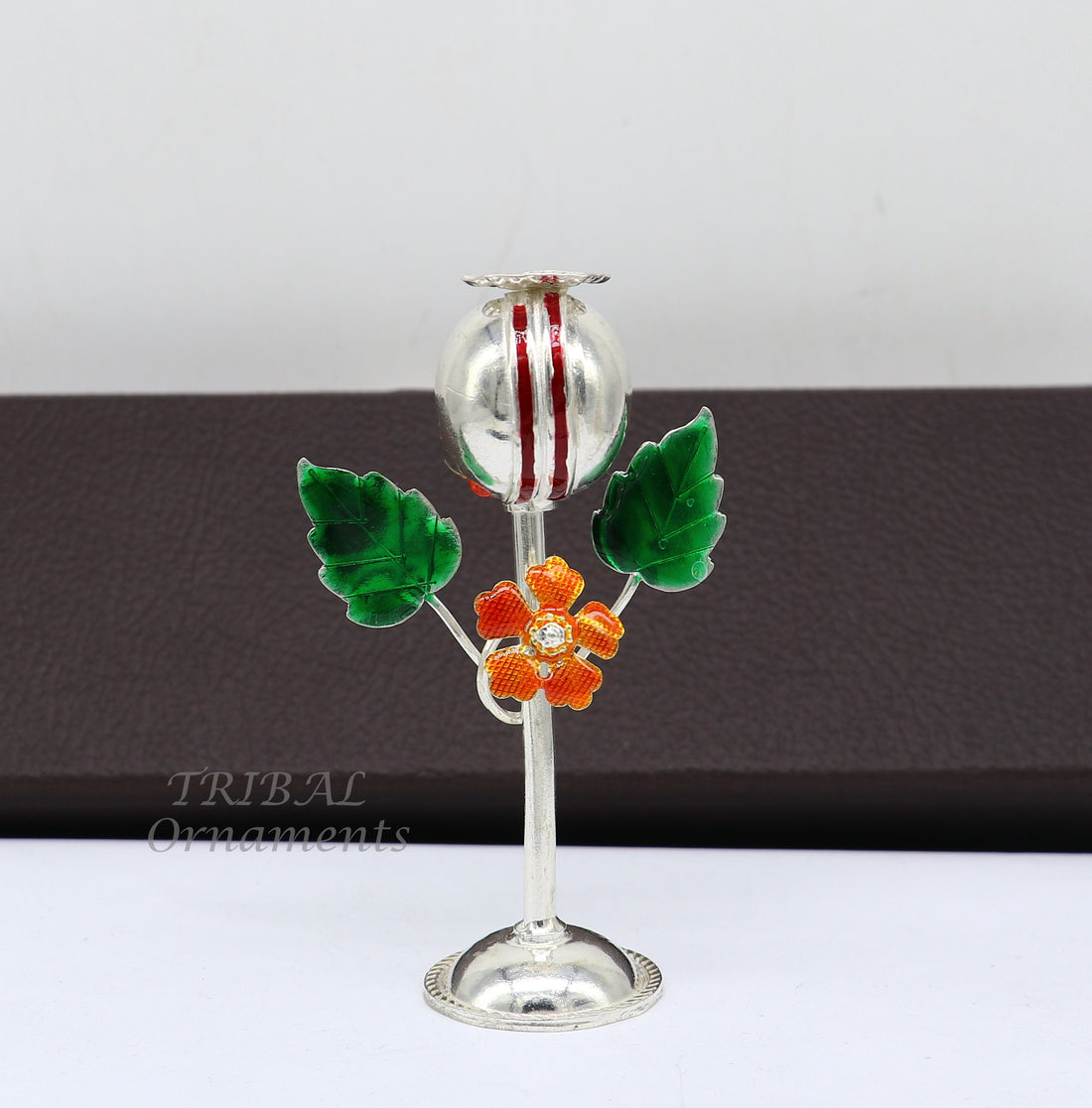 497925 sterling silver handmade Afeem plant or opium plant for best gift to lord Krishna to protect opium field and prosperity art597 - TRIBAL ORNAMENTS