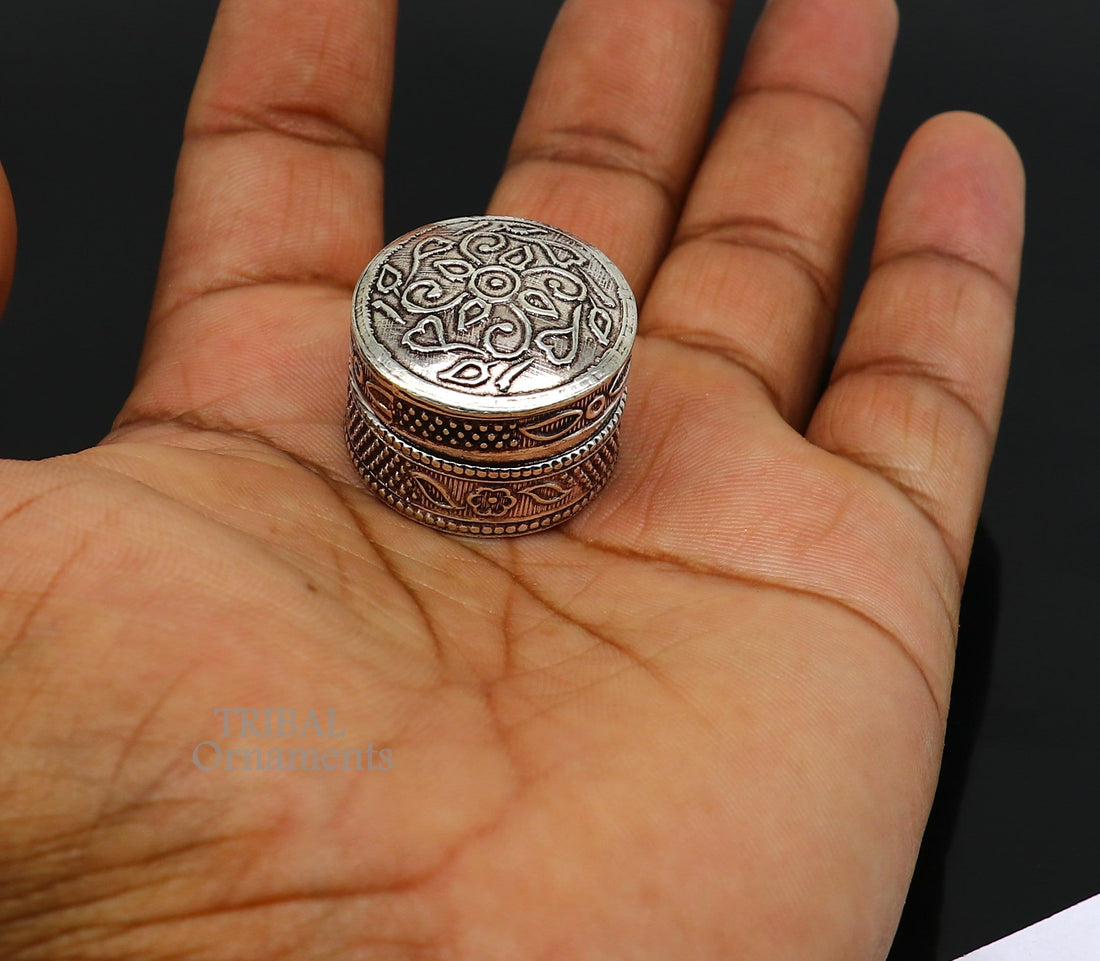 Fabulous 925 sterling  silver handmade trinket box, eye kajal box, container box, kumkum box, sindur box, best brides gift stb740 - TRIBAL ORNAMENTS