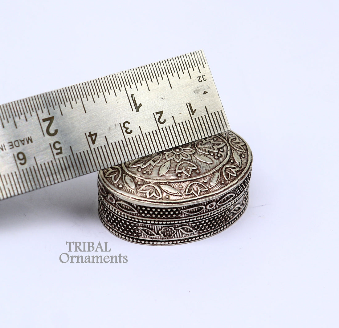 Exclusive small bridal  kajal box 925 sterling silver trinket box, container box, small jewelry box, Vermilion bridal art gifting stb743 - TRIBAL ORNAMENTS