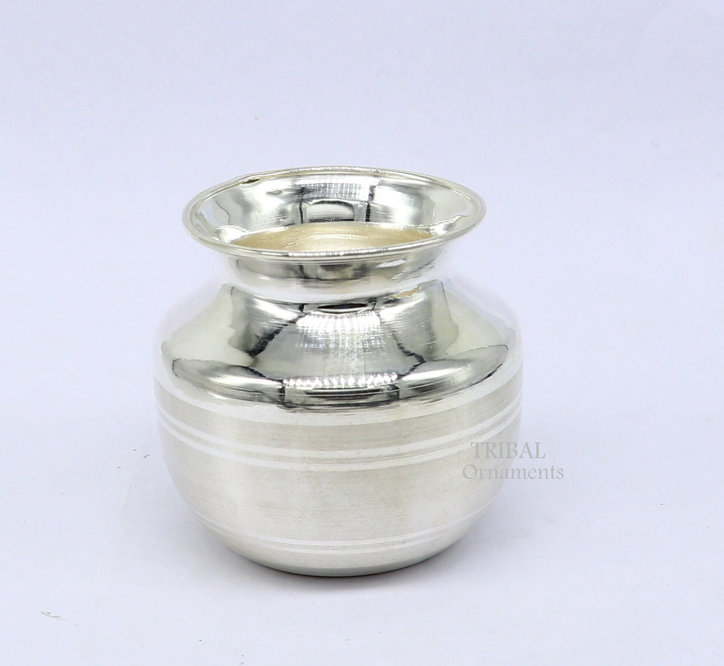 Pure 925 sterling silver handmade plain small Kalash or pot, unique special silver puja article, water or milk kalash pot india su1019 - TRIBAL ORNAMENTS