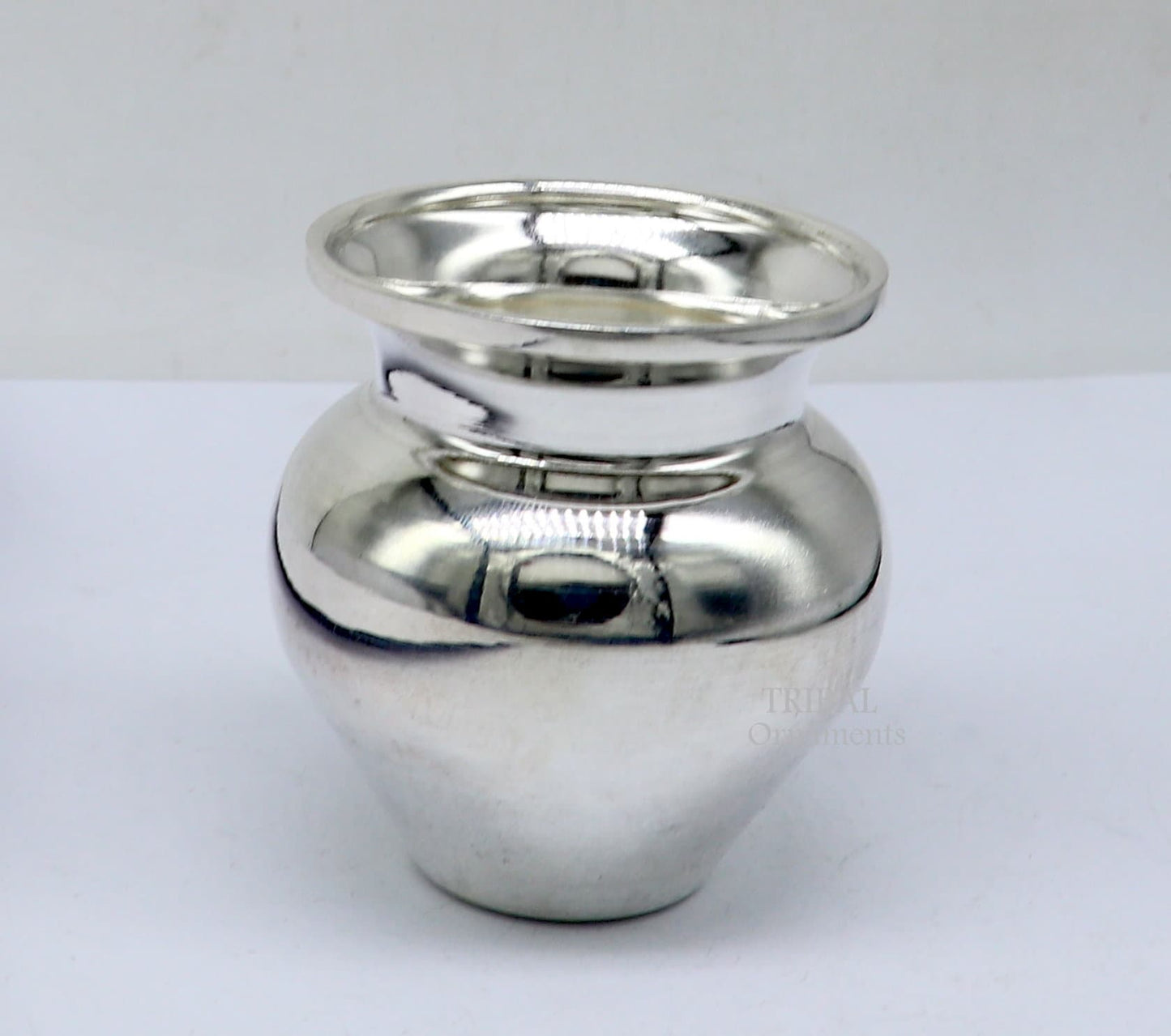 Pure 925 sterling silver handmade plain small Kalash or pot, unique special silver puja article, water or milk kalash pot india su1020 - TRIBAL ORNAMENTS
