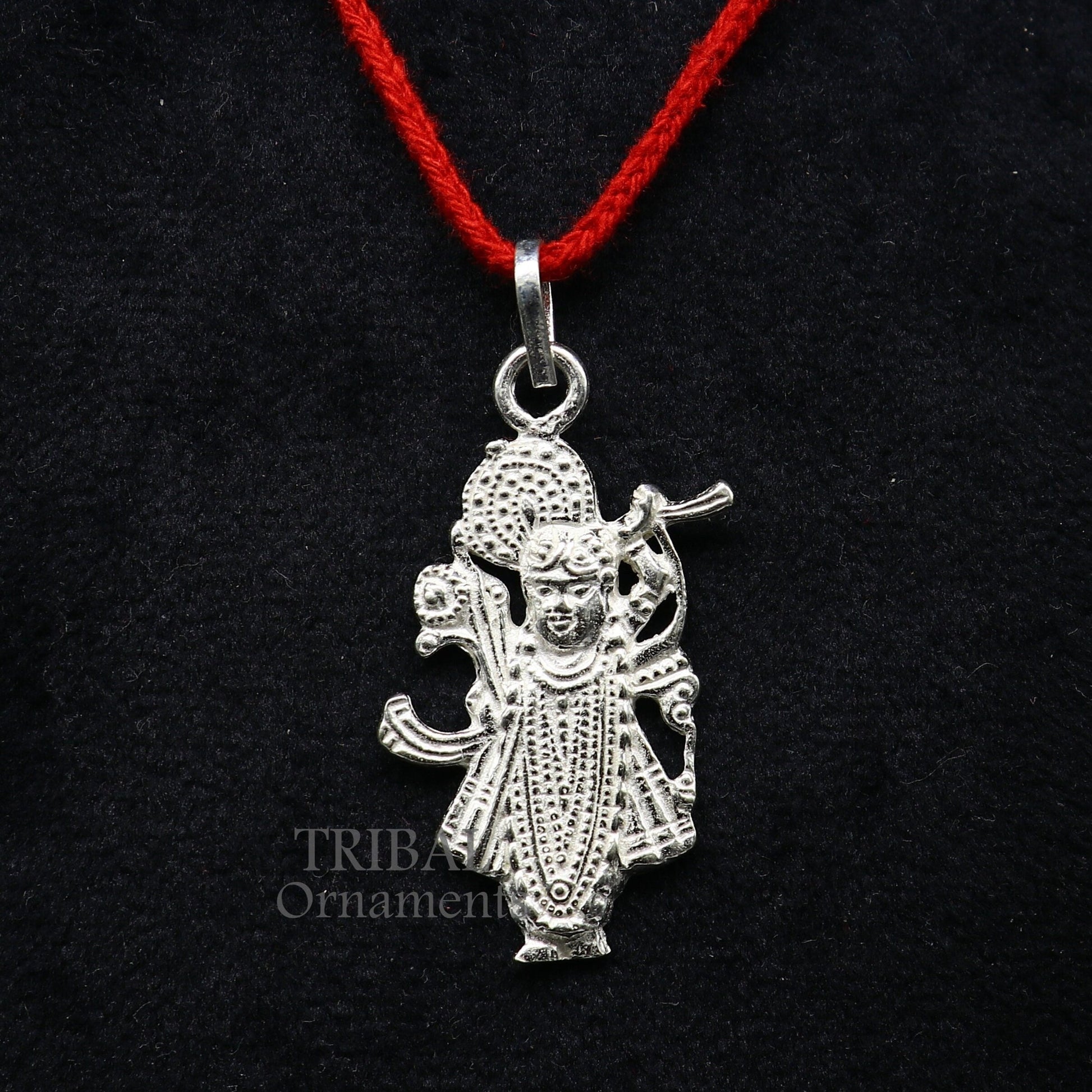 925 sterling silver vintage Antique stylish Hindu idol Krishna shrinath ji Pendant, amazing design stunning pendant gifting jewelry nsp564 - TRIBAL ORNAMENTS