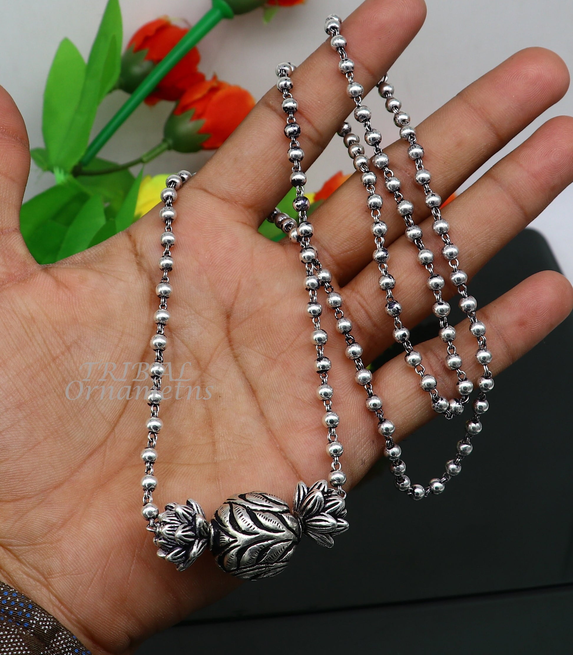 Unique Style Sterling Silver Bead Necklace