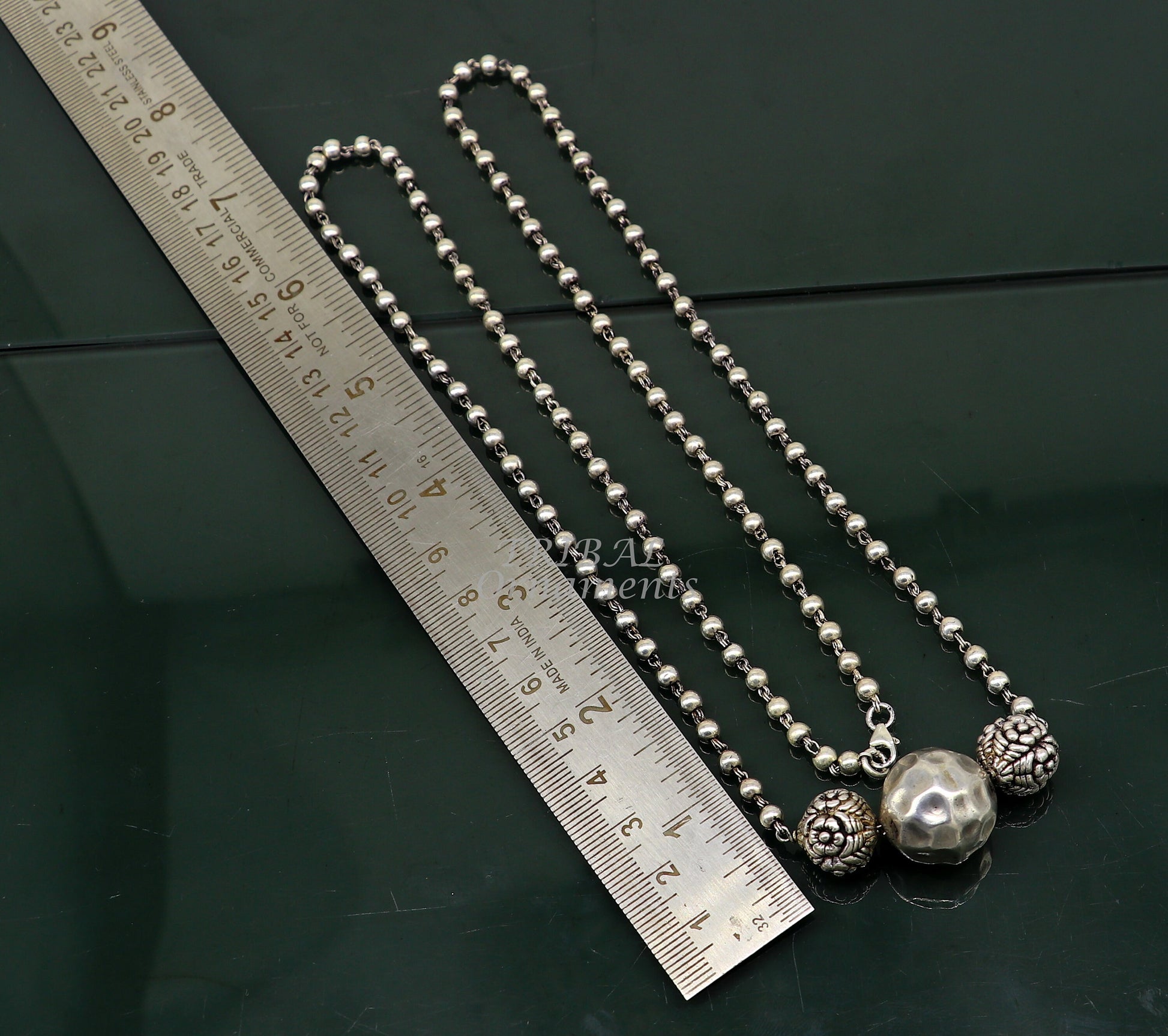 4mm Sterling Silver Bead Necklace Strand 13
