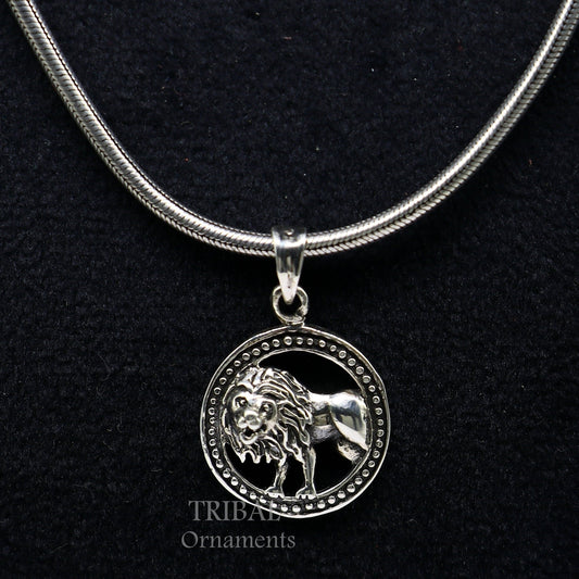 925 sterling silver india traditionally cultural lion pendant, amazing horoscope zodiac unisex Leo pendant unique Singh Rashi pendant nsp570 - TRIBAL ORNAMENTS