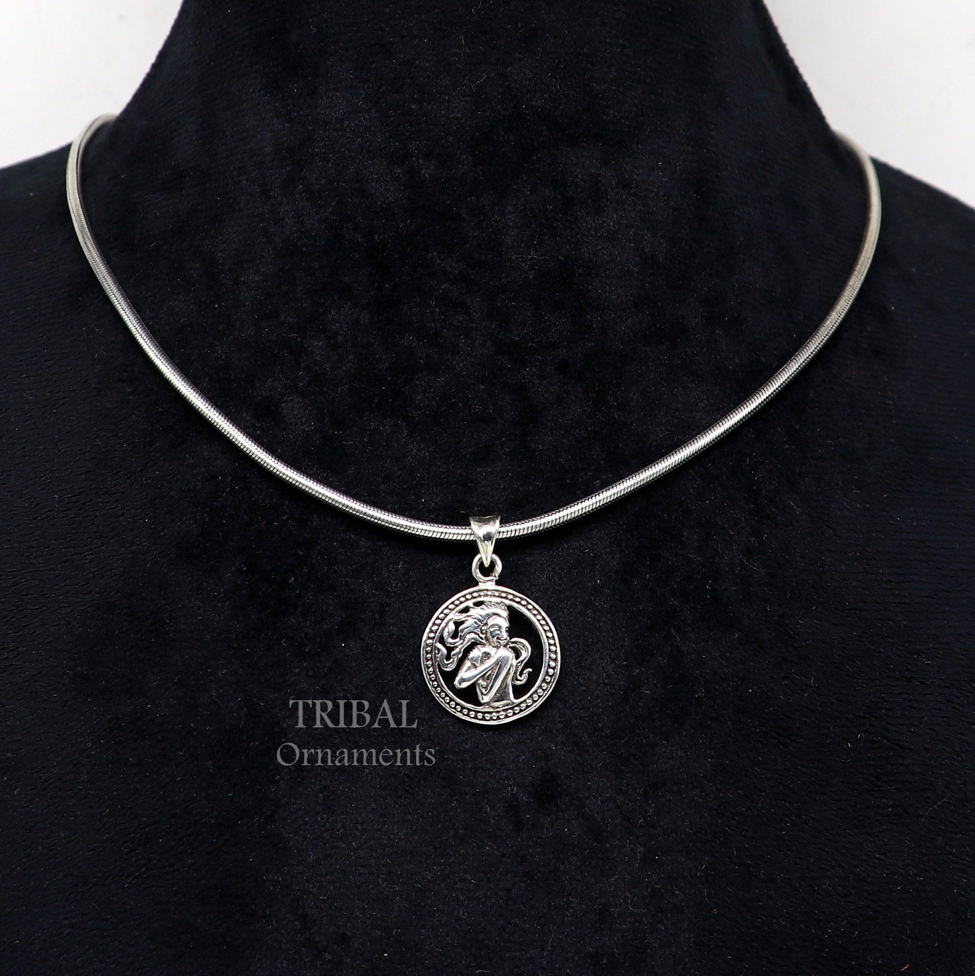 925 sterling silver amazing horoscope zodiac Virgo sign or symbol pendant unique Kanya Rashi symbol pendant best ethnic jewelry nsp572 - TRIBAL ORNAMENTS