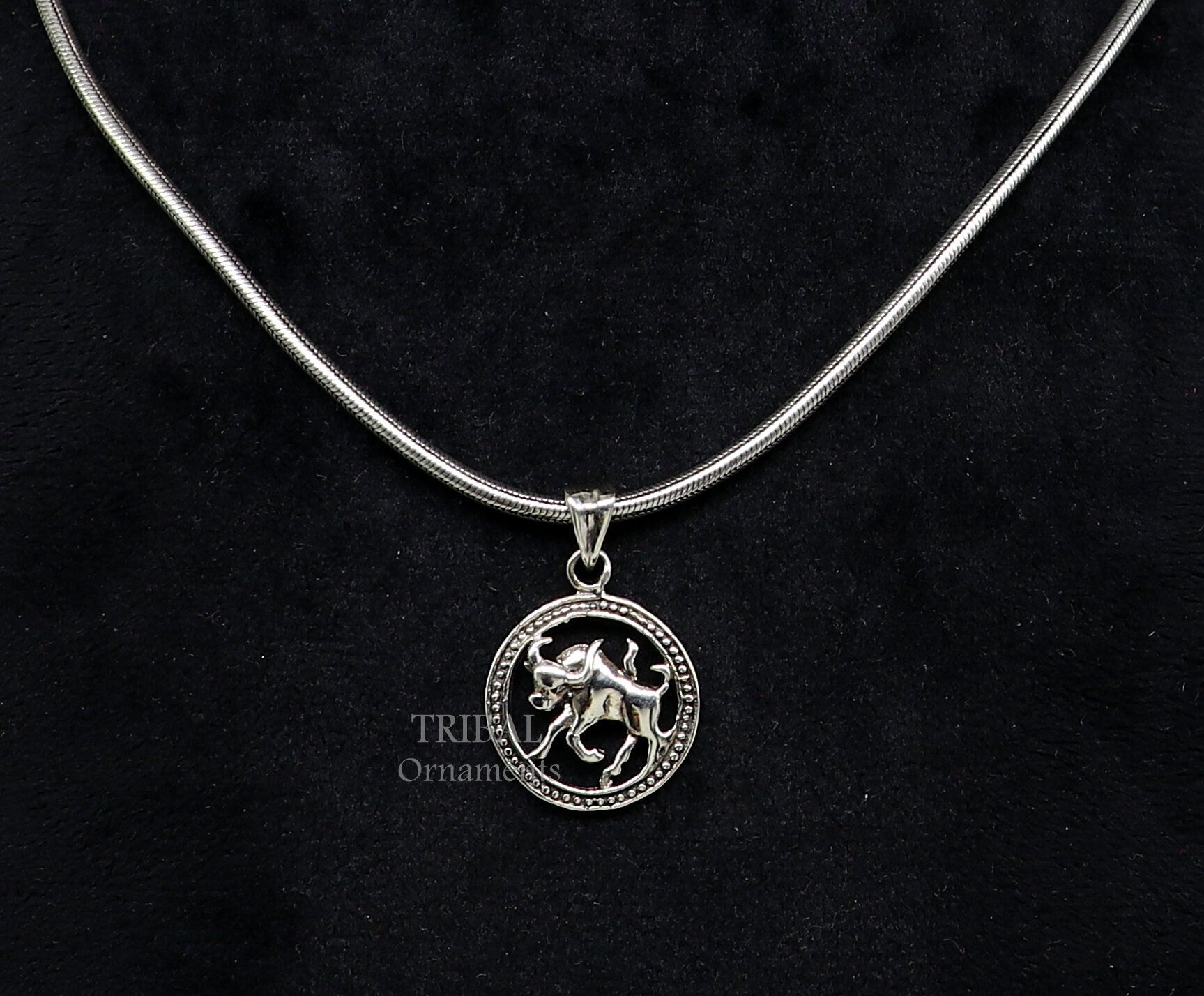 925 sterling silver unique horoscope zodiac Taurus sign/ symbol pendant unique Vrishbh Rashi symbol pendant best ethnic jewelry nsp573 - TRIBAL ORNAMENTS