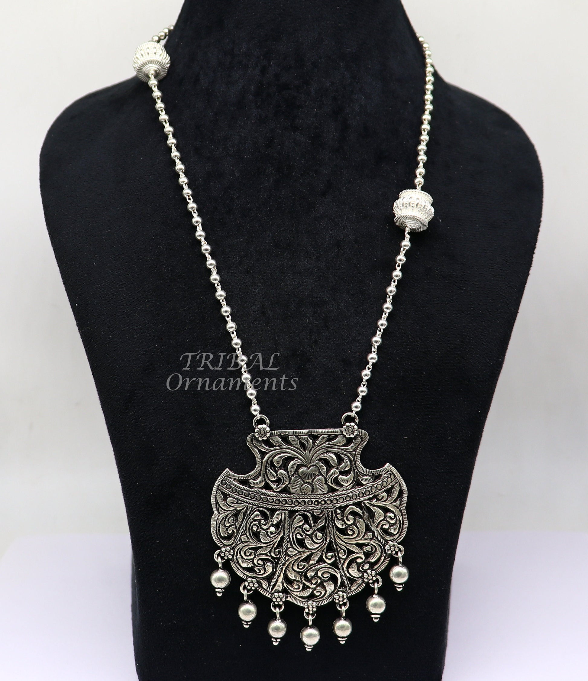 925 sterling silver handmade 4mm beaded long necklace traditional cultural trendy functional necklace Delicate Necklaces jewelry set547 - TRIBAL ORNAMENTS