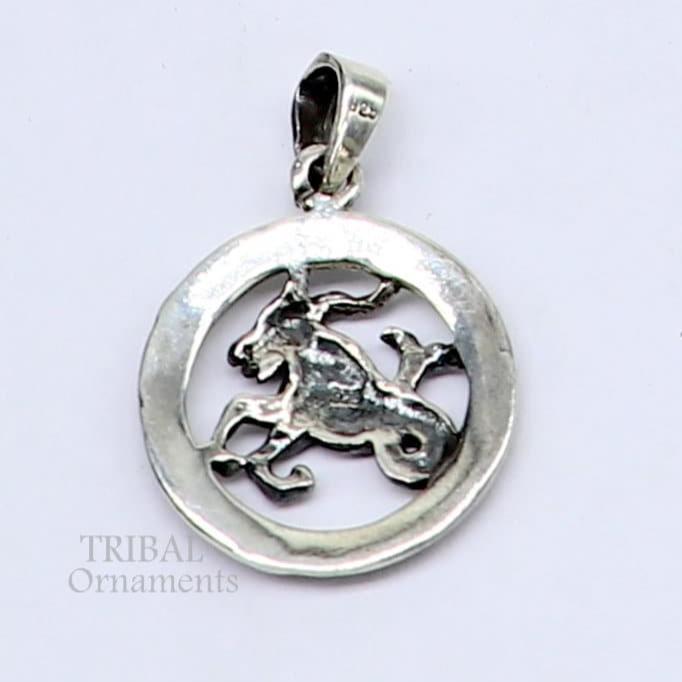 Zodiac sign Capricorn symbol pendant 925 sterling silver unique Design horoscope Makar Rashi symbol pendant best ethnic jewelry nsp575 - TRIBAL ORNAMENTS