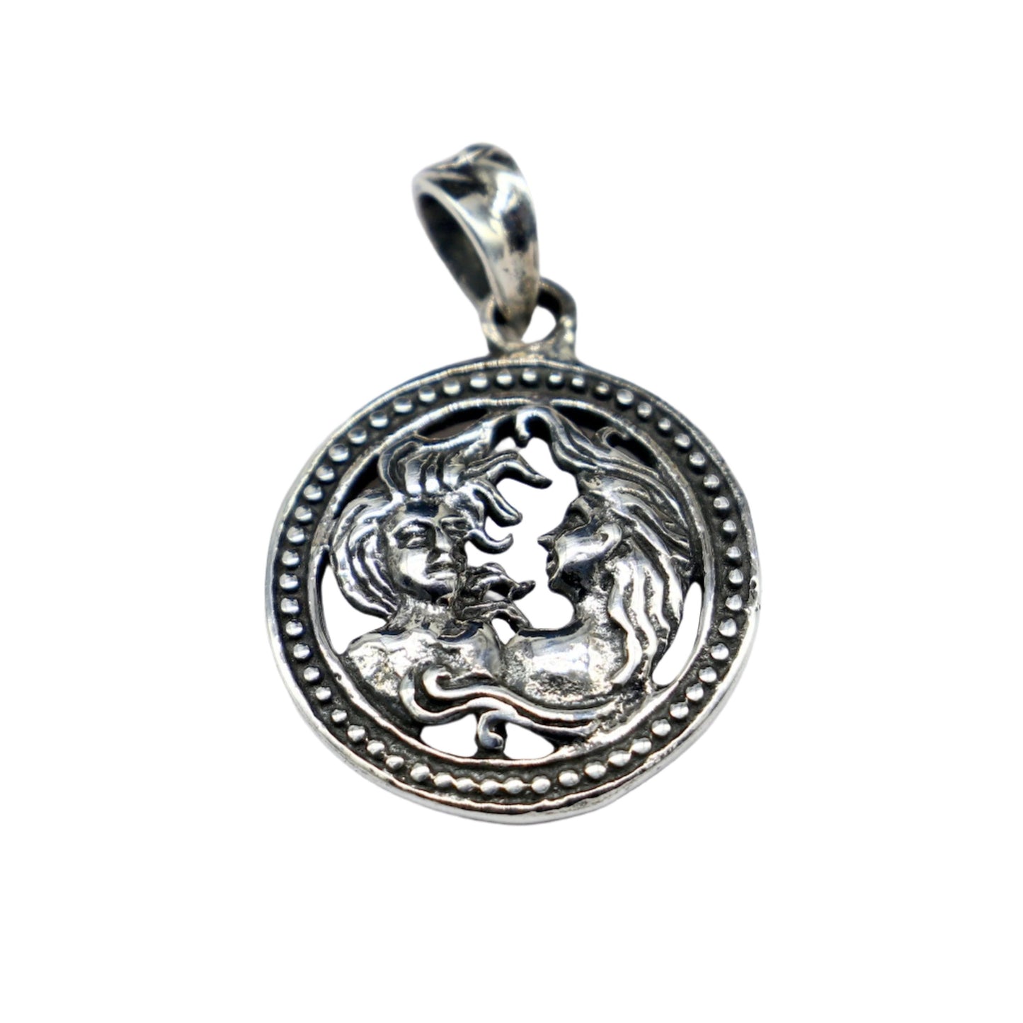 925 sterling silver unique Design horoscope zodiac Gemini sign/symbol pendant unique "Mithun Rashi" symbol pendant ethnic jewelry nsp578 - TRIBAL ORNAMENTS