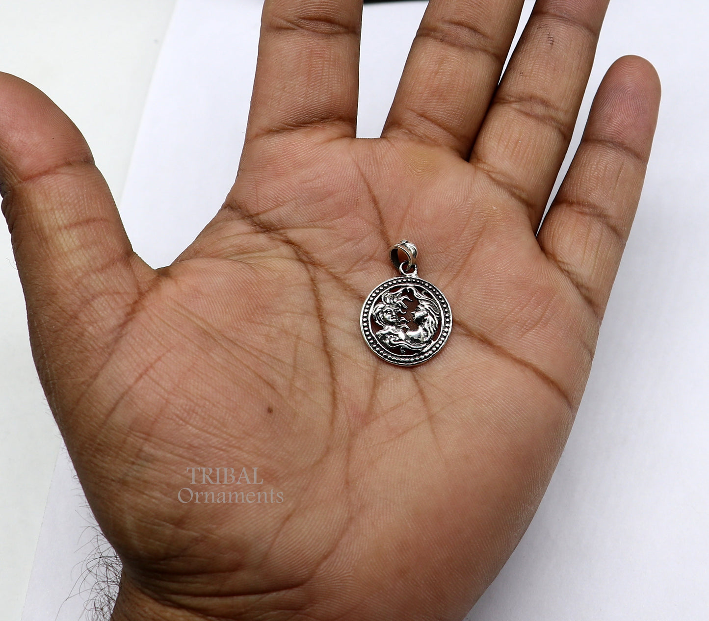 925 sterling silver unique Design horoscope zodiac Gemini sign/symbol pendant unique "Mithun Rashi" symbol pendant ethnic jewelry nsp578 - TRIBAL ORNAMENTS