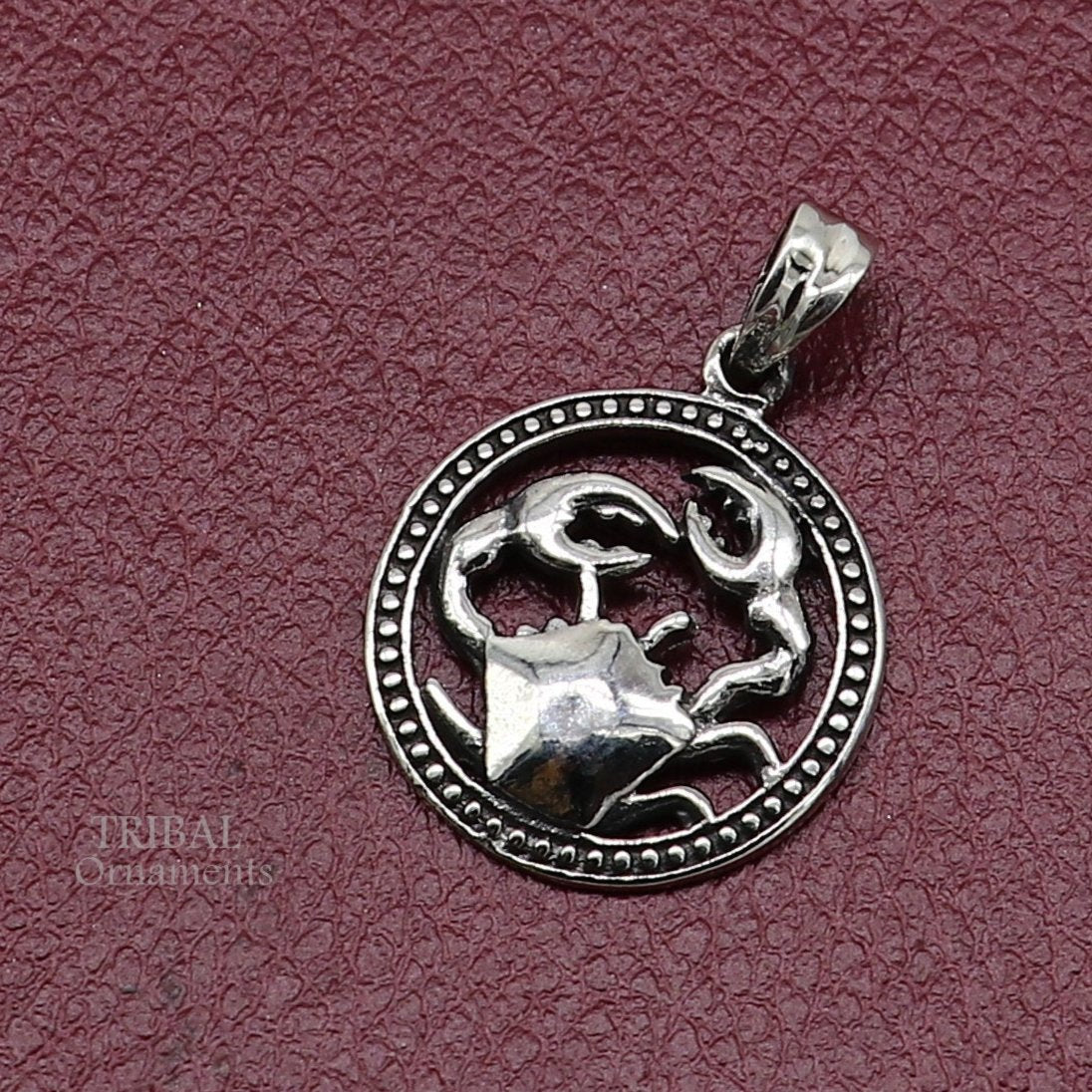 Modern trendy Zodiac sign Cancer symbol pendant 925 sterling silver unique Design horoscope "Kark Rashi" pendant best jewelry nsp581 - TRIBAL ORNAMENTS