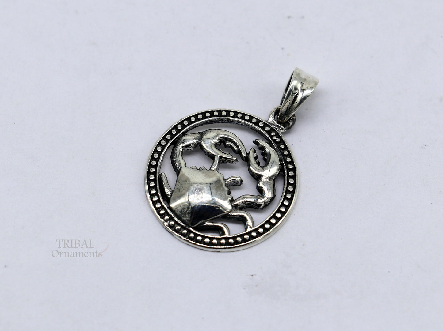 Modern trendy Zodiac sign Cancer symbol pendant 925 sterling silver unique Design horoscope "Kark Rashi" pendant best jewelry nsp581 - TRIBAL ORNAMENTS