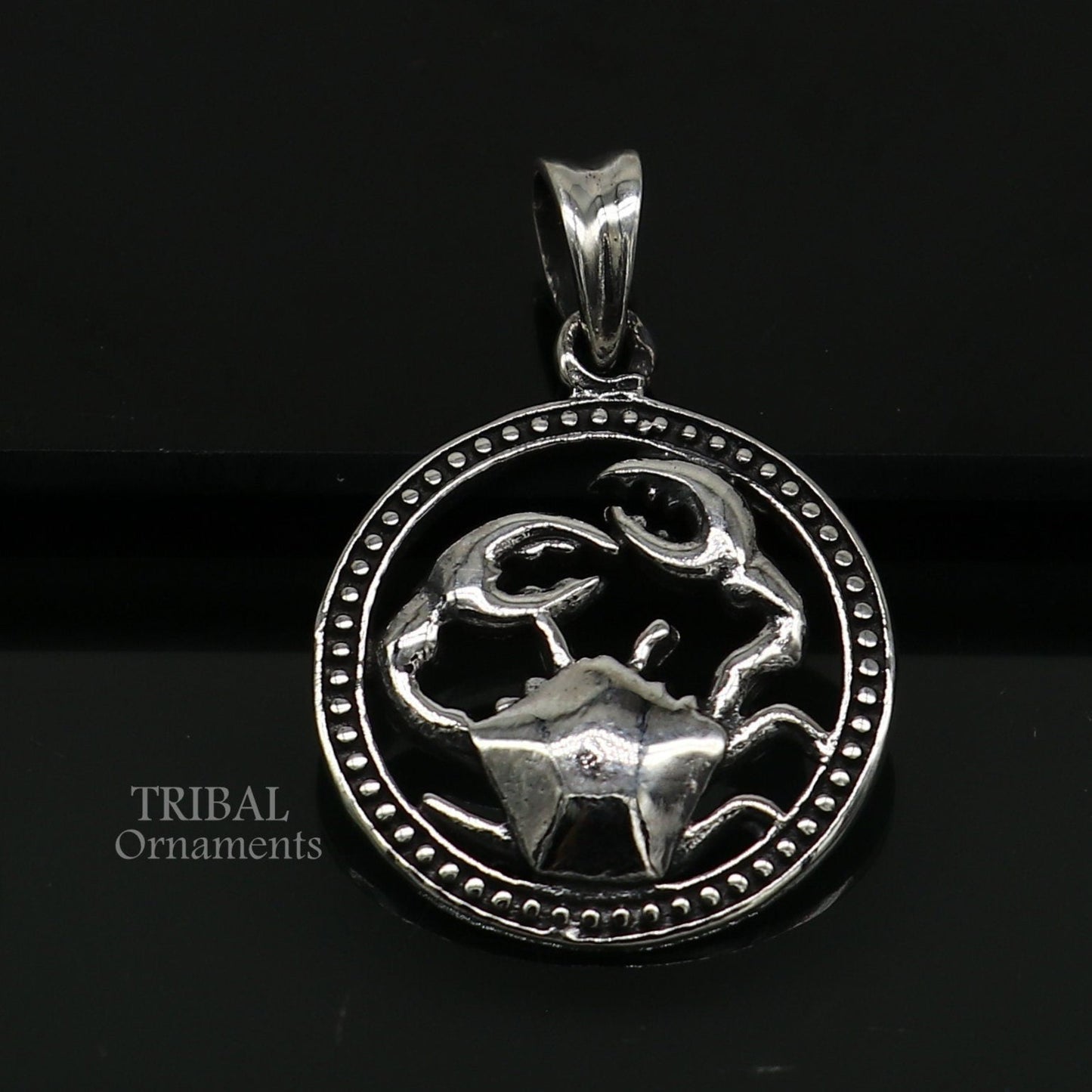 Modern trendy Zodiac sign Cancer symbol pendant 925 sterling silver unique Design horoscope "Kark Rashi" pendant best jewelry nsp581 - TRIBAL ORNAMENTS