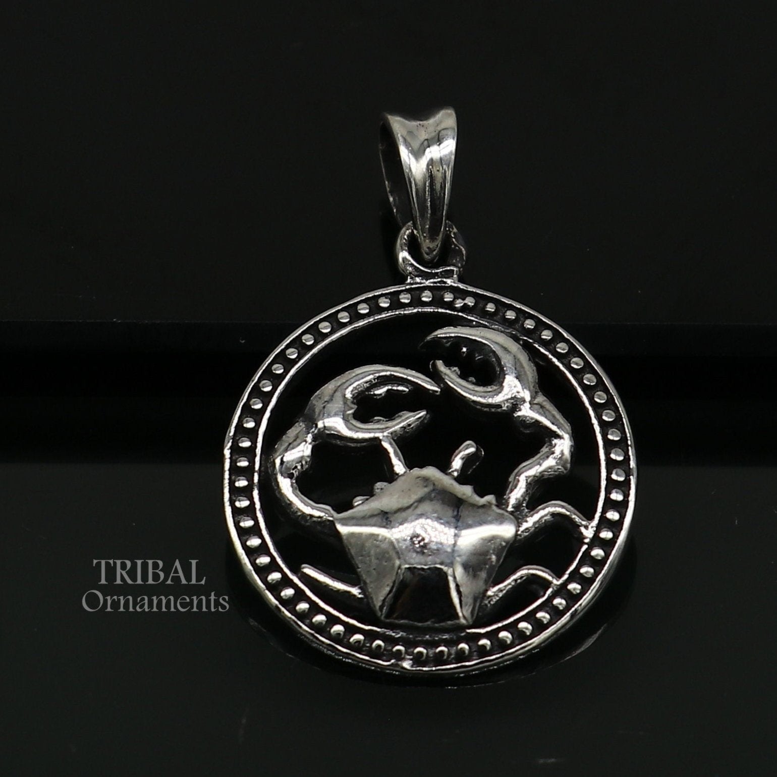 Modern trendy Zodiac sign Cancer symbol pendant 925 sterling silver unique Design horoscope "Kark Rashi" pendant best jewelry nsp581 - TRIBAL ORNAMENTS