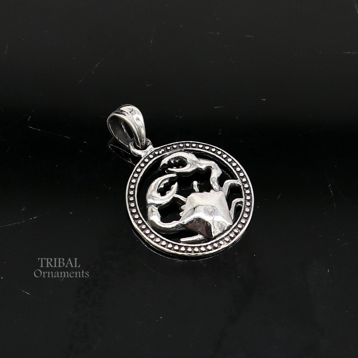 Modern trendy Zodiac sign Cancer symbol pendant 925 sterling silver unique Design horoscope "Kark Rashi" pendant best jewelry nsp581 - TRIBAL ORNAMENTS