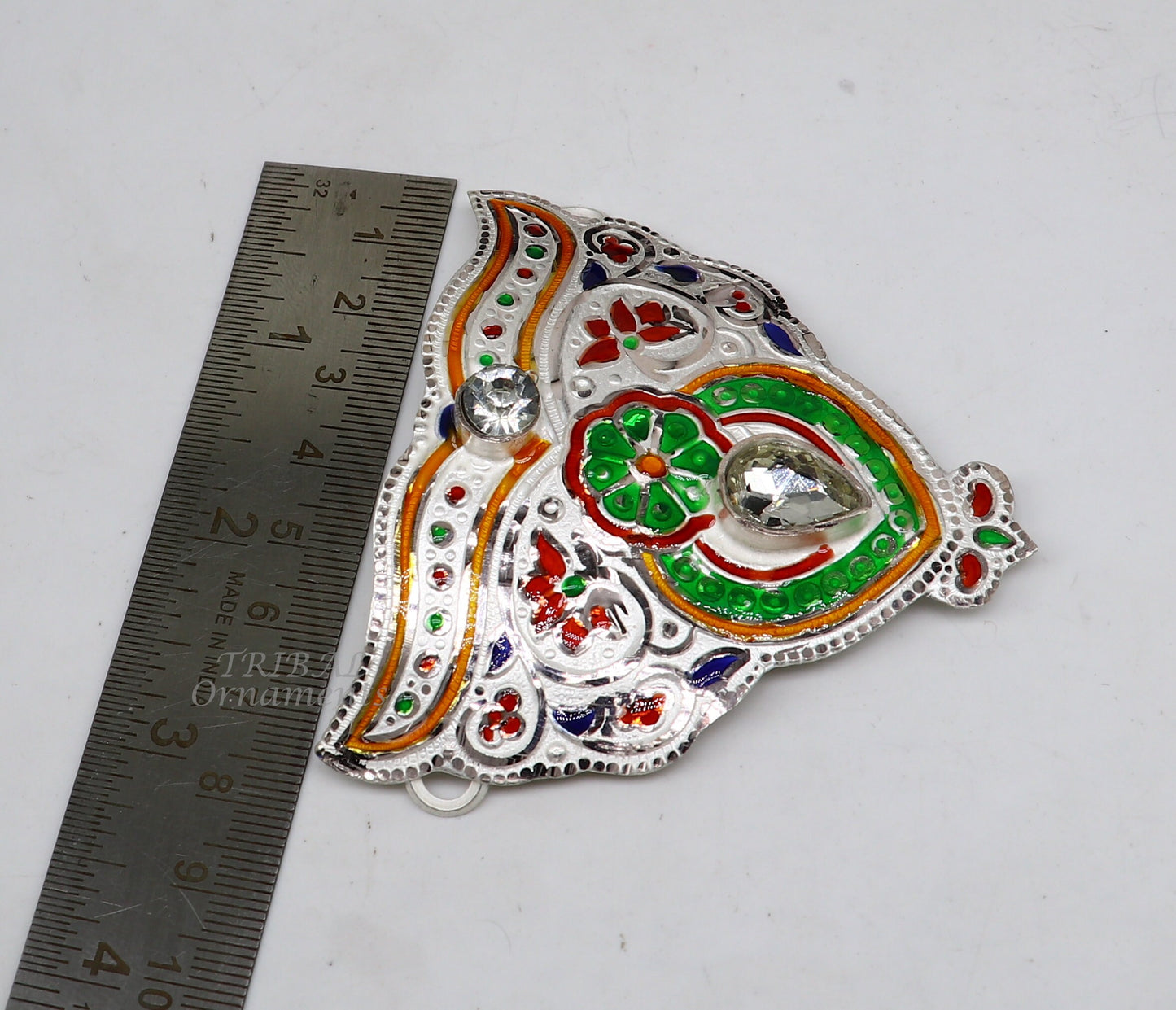 Mukut for All idols 925 sterling silver vintage enamel work design handmade mukut (crown), amazing silver god crown mukut  art su1003 - TRIBAL ORNAMENTS