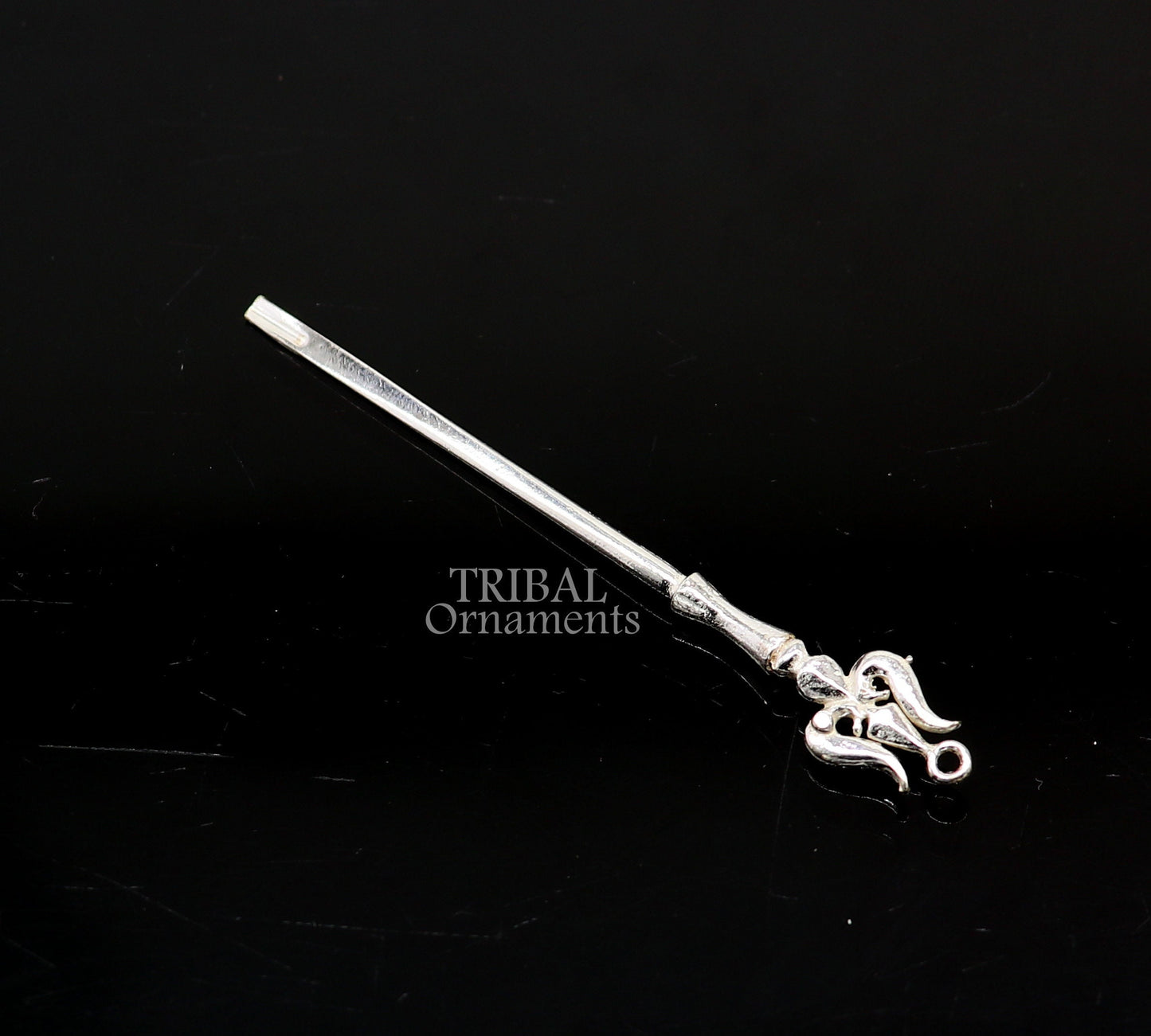 3" inches long handmade solid sterling silver Trident design kum kum sticks, Sindur stick, brides vintage style brides gift su1027 - TRIBAL ORNAMENTS