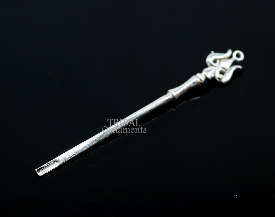 3" inches long handmade solid sterling silver Trident design kum kum sticks, Sindur stick, brides vintage style brides gift su1027 - TRIBAL ORNAMENTS