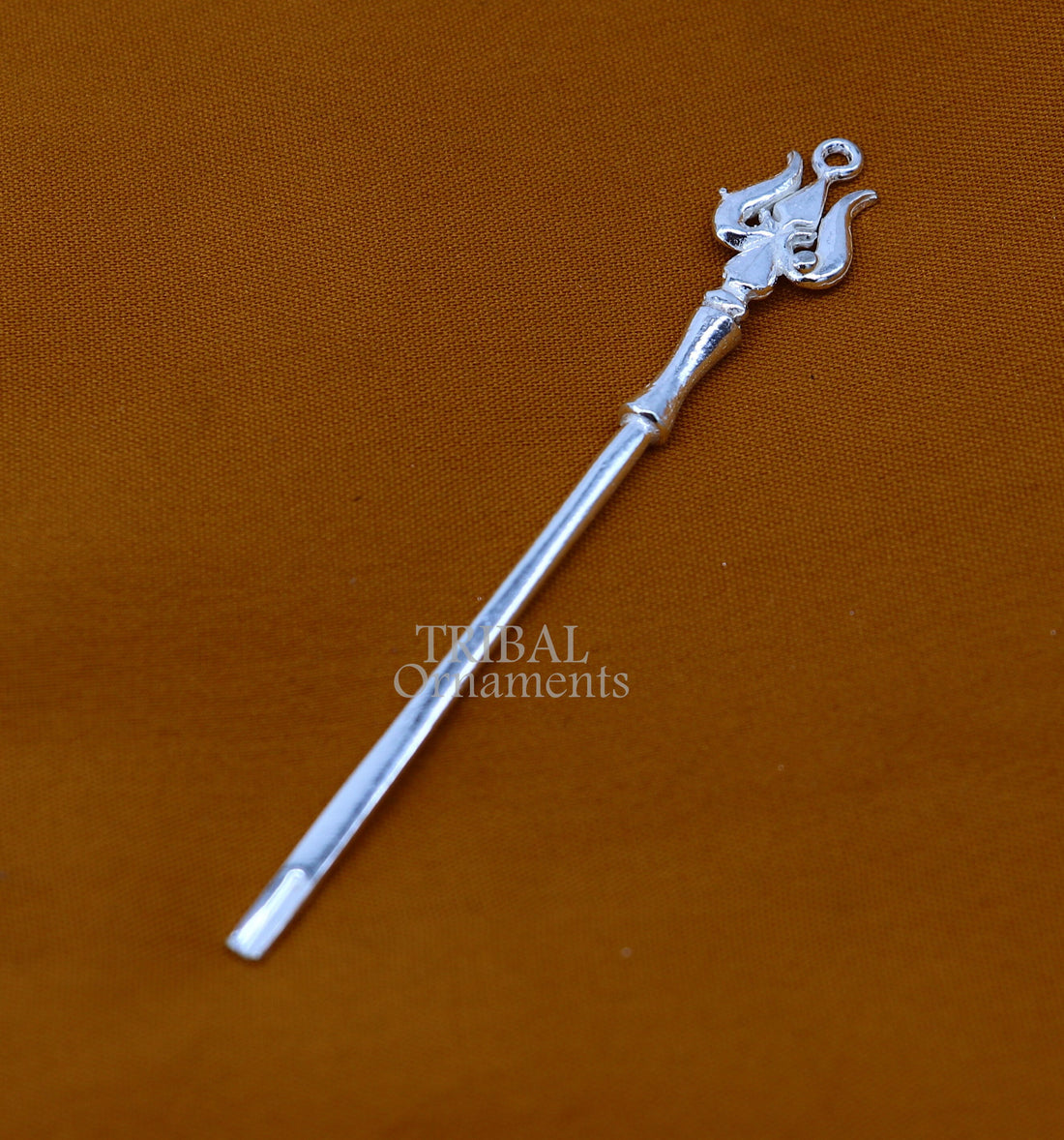 3" inches long handmade solid sterling silver Trident design kum kum sticks, Sindur stick, brides vintage style brides gift su1027 - TRIBAL ORNAMENTS