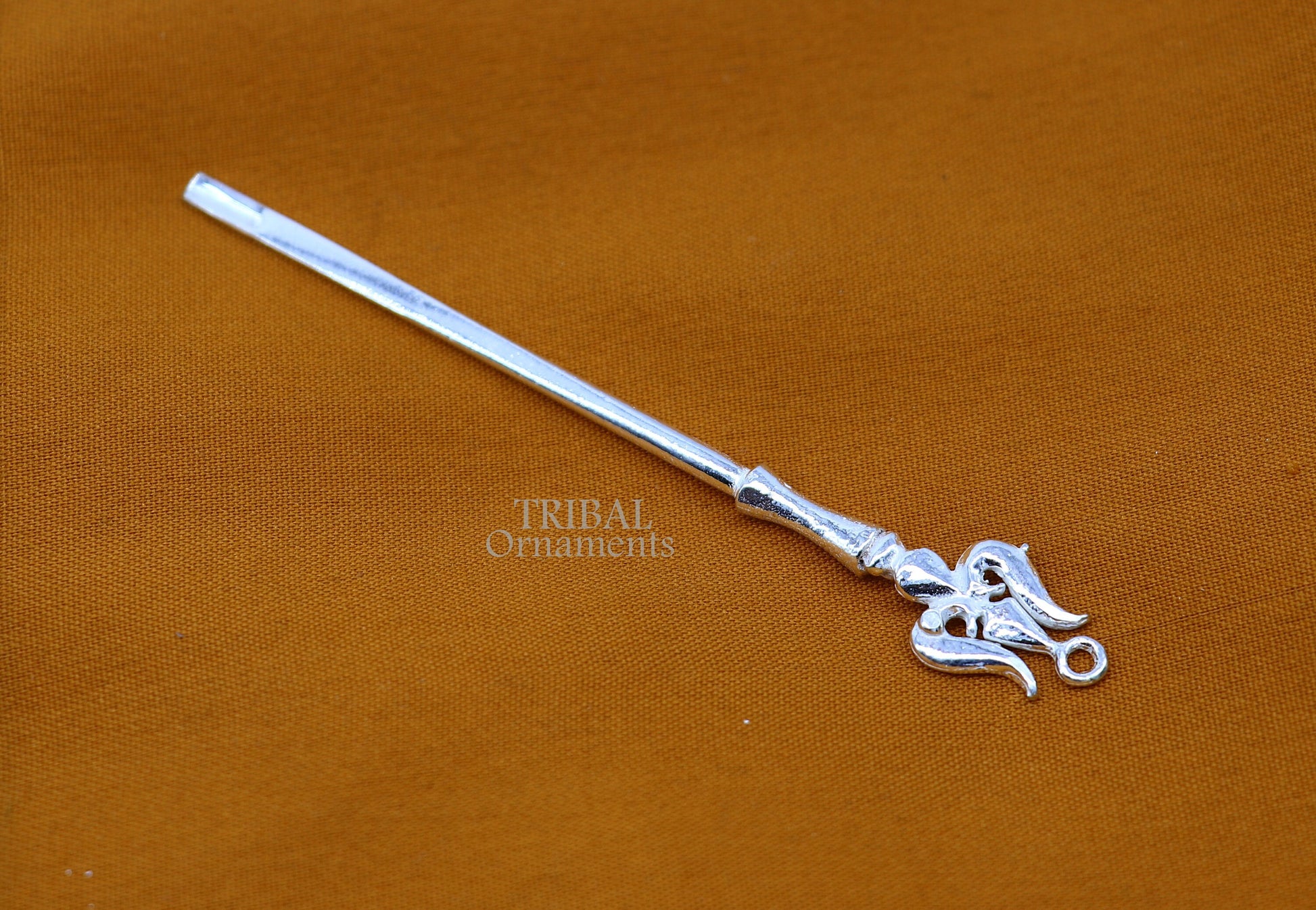 3" inches long handmade solid sterling silver Trident design kum kum sticks, Sindur stick, brides vintage style brides gift su1027 - TRIBAL ORNAMENTS