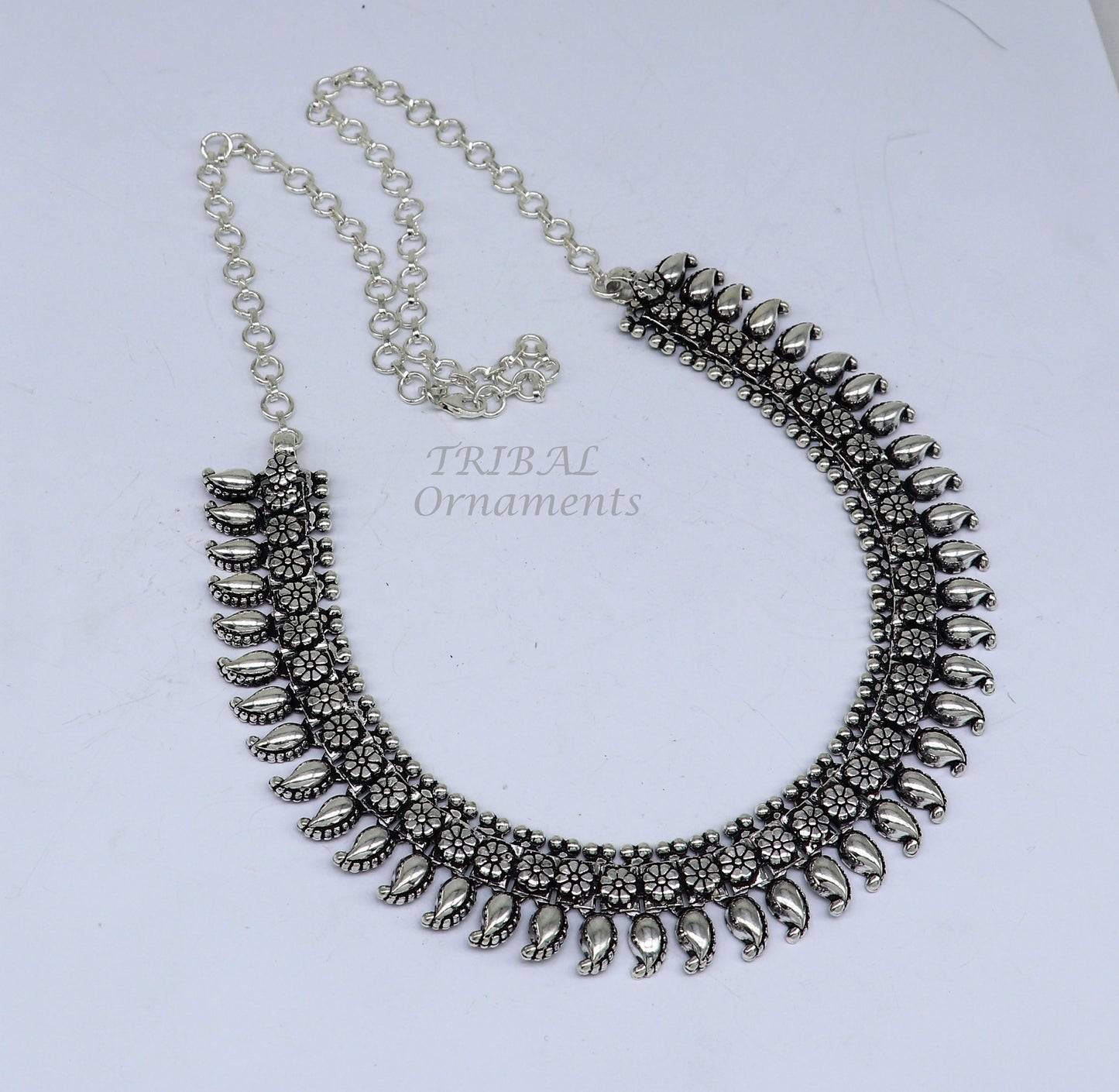 925 sterling silver handcrafted vintage design ethnic charm necklace excellent gifting tribal brides belly dance jewelry india set564 - TRIBAL ORNAMENTS