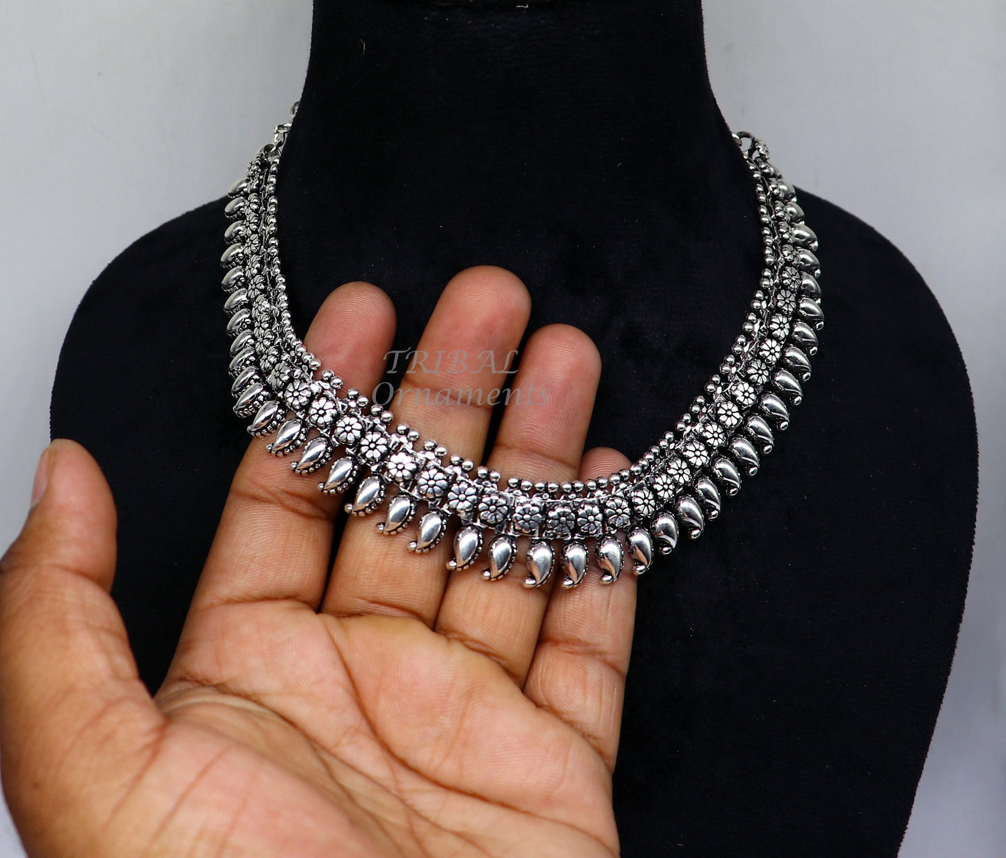 925 sterling silver handcrafted vintage design ethnic charm necklace excellent gifting tribal brides belly dance jewelry india set564 - TRIBAL ORNAMENTS