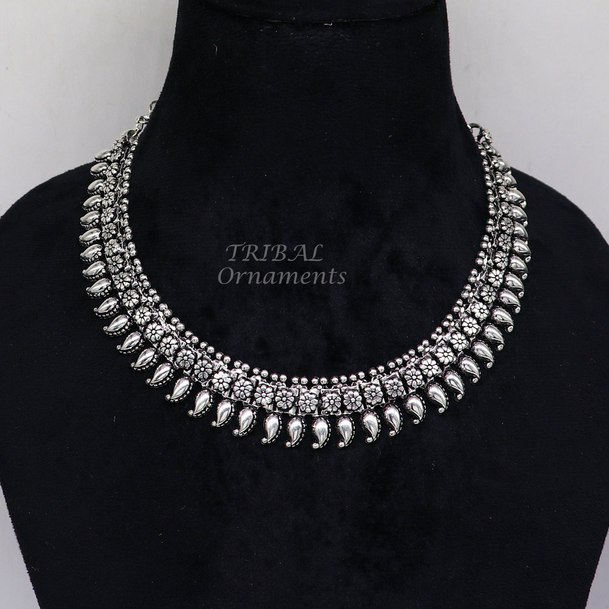 925 sterling silver handcrafted vintage design ethnic charm necklace excellent gifting tribal brides belly dance jewelry india set564 - TRIBAL ORNAMENTS