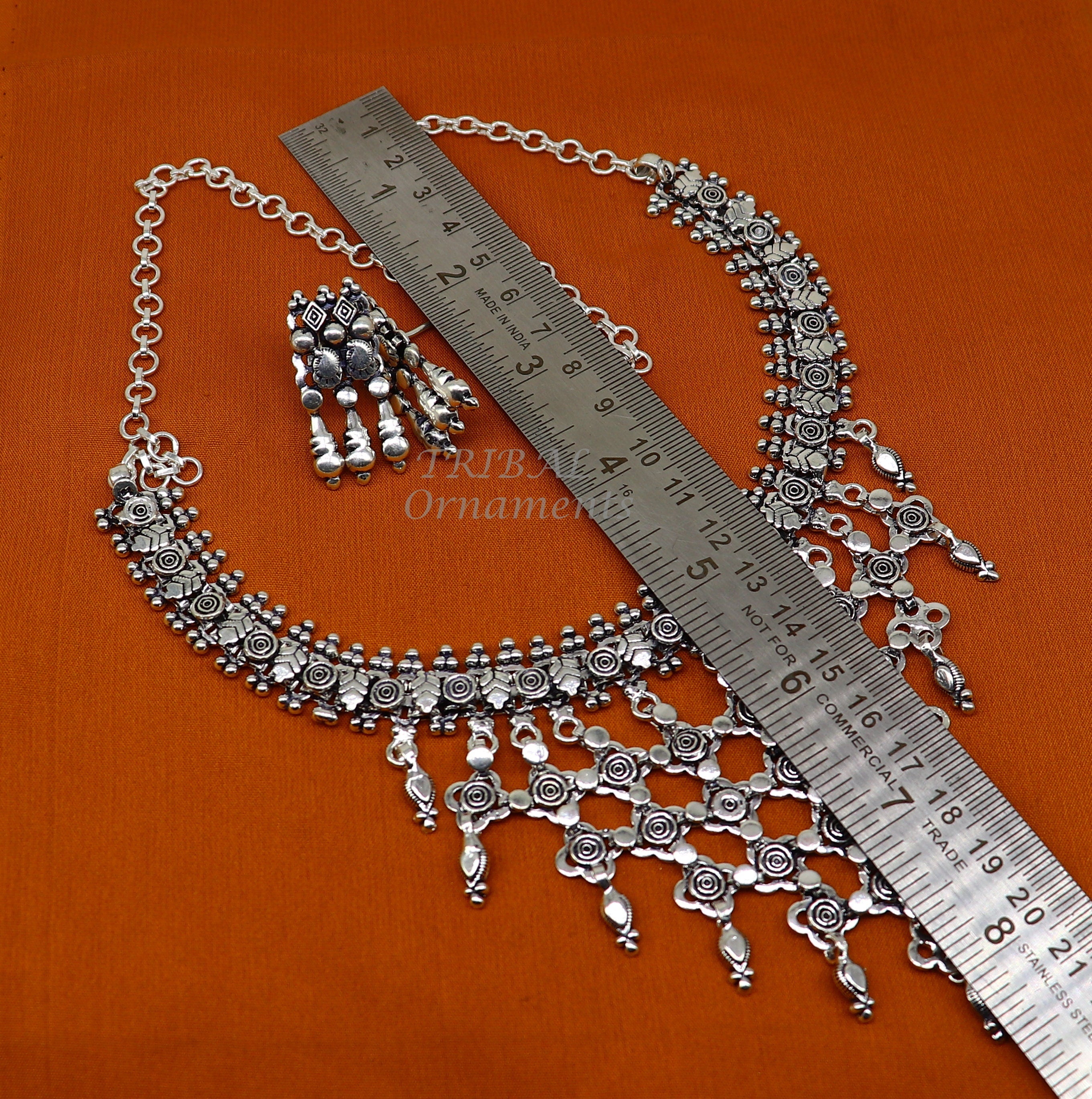 925 sterling silver handcrafted vintage design ethnic charm necklace excellent outlet gifting tribal brides belly dance jewelry india Hnec364