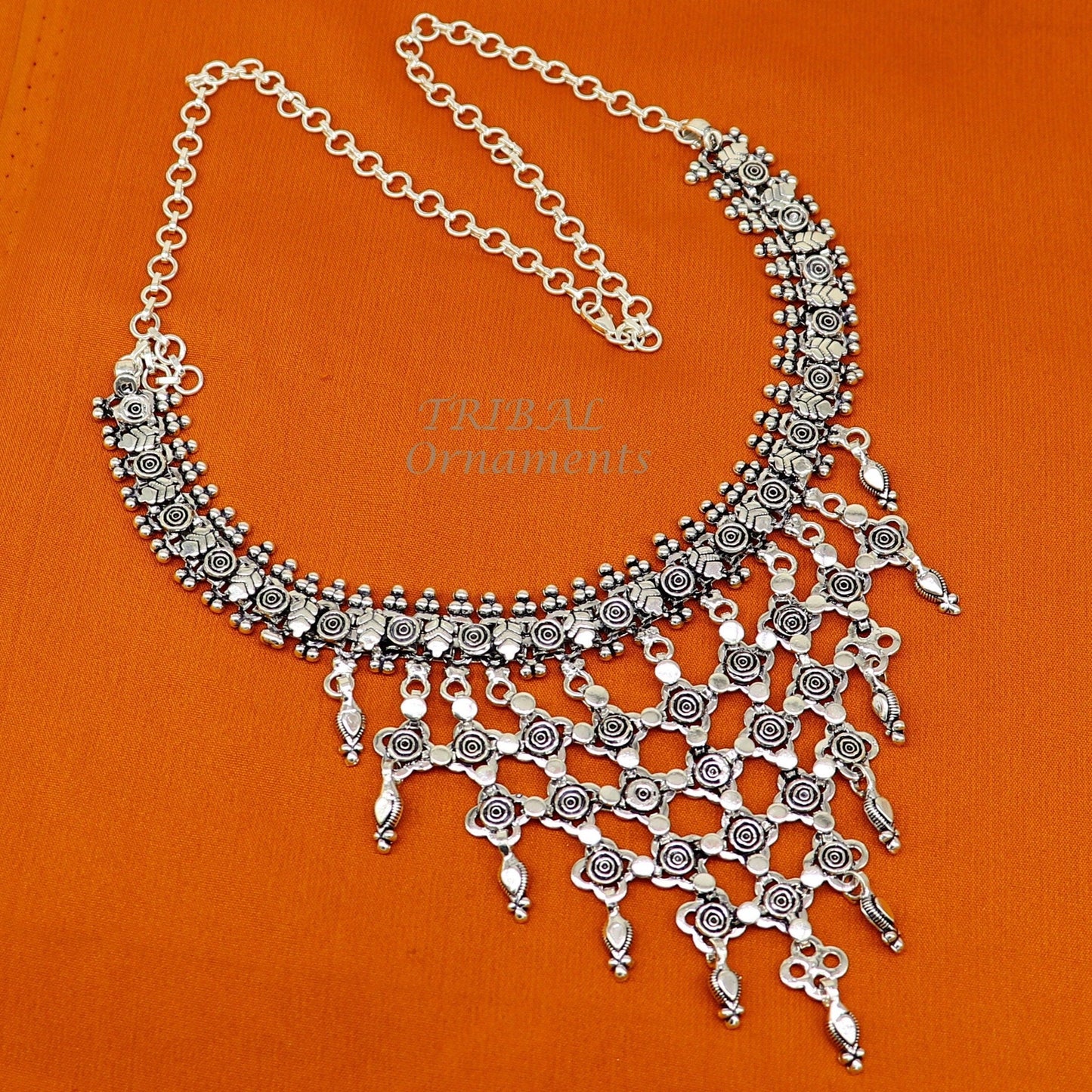 925 sterling silver Indian traditional vintage design ethnic charm necklace excellent gifting tribal brides belly dance jewelry india set566 - TRIBAL ORNAMENTS
