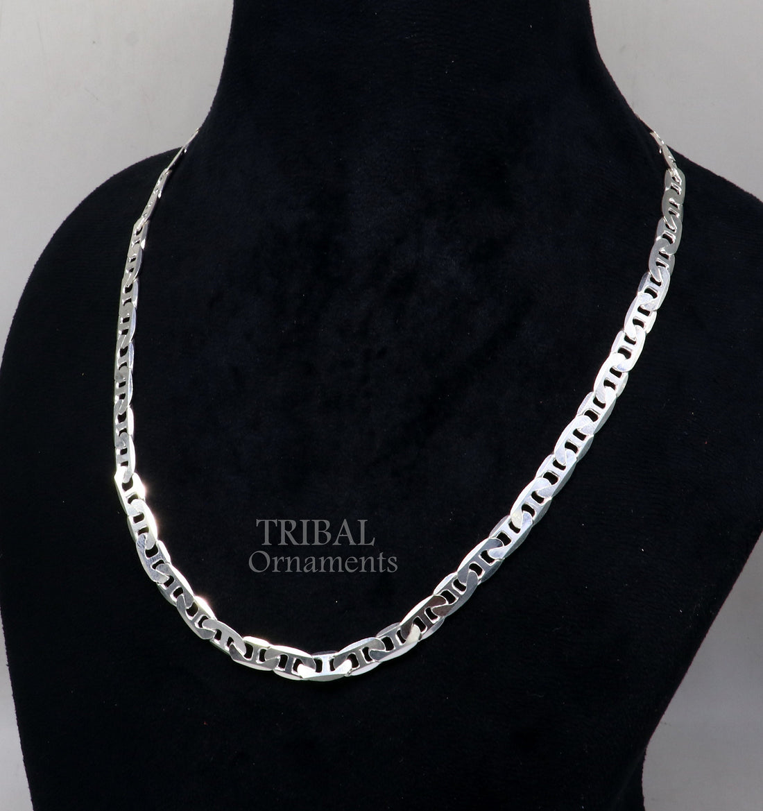 6mm 20" solid 925 sterling silver  handmade modern trendy design unique fancy chain necklace, best gifting unisex jewelry India ch218 - TRIBAL ORNAMENTS