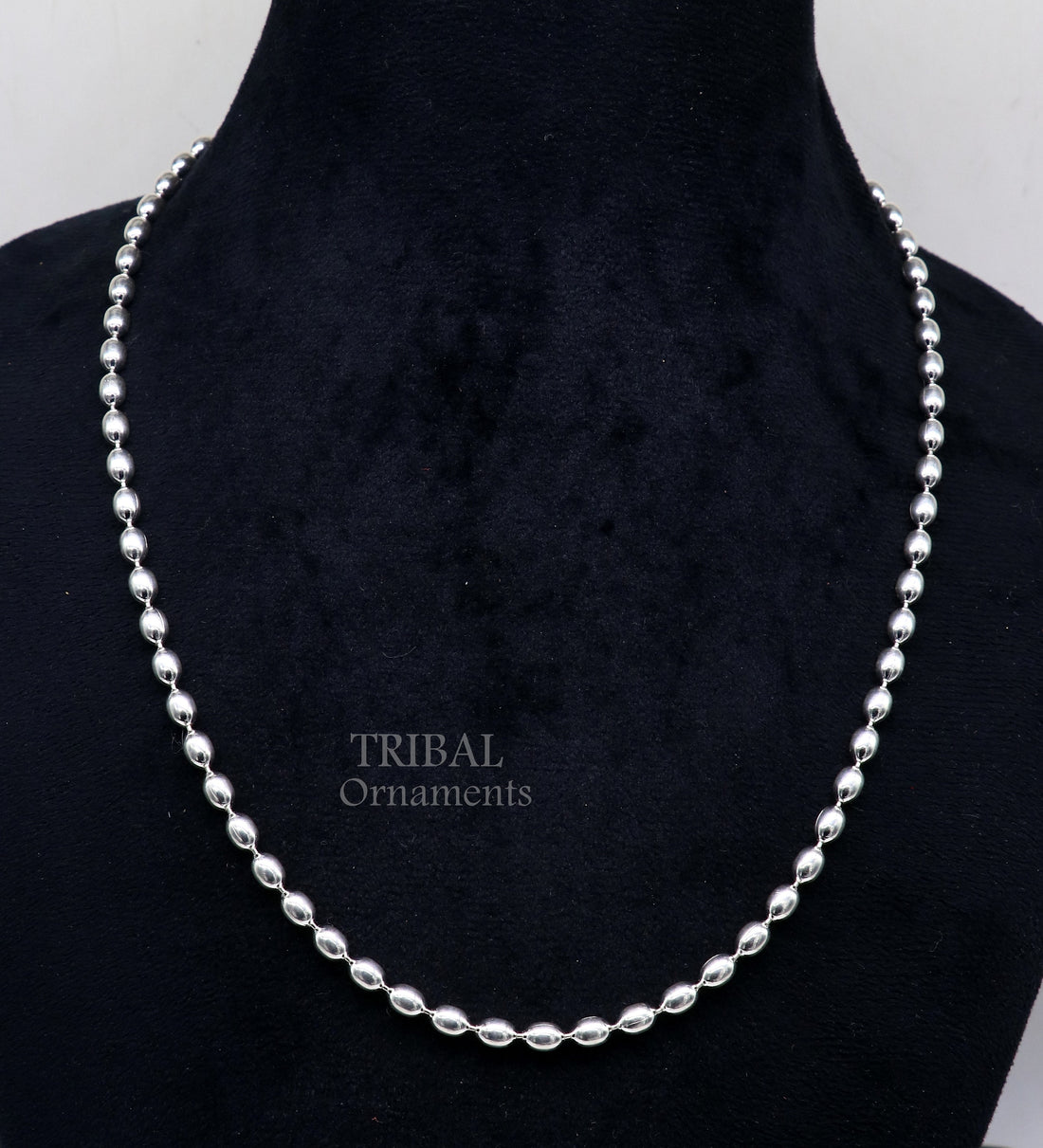 20" 4MM 925 sterling silver beaded chains for adding elegance and sparkle to any outfit their captivating beauty and graceful movement CH219 - TRIBAL ORNAMENTS